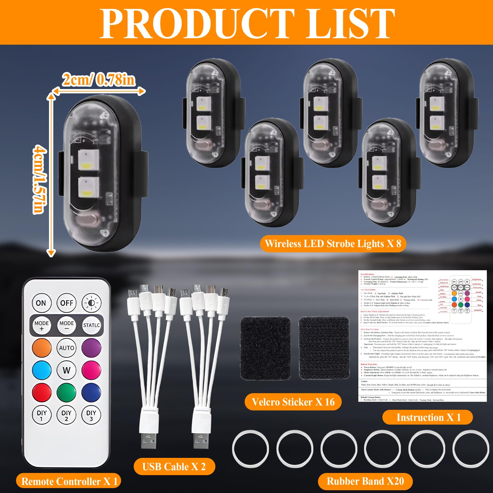 Acheter Feux stroboscopiques LED sans fil avec télécommande Lampe clignotante RVB Feux d'avertissement anticollision Feu arrière pour hélicoptère vélo bicyclette voiture moto