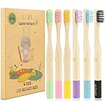 NUDUKO Kids Toothbrush Bamboo Toothbrushes 6 Pack - Organic Tooth Brush Wooden Baby Toddler Toothbrush, Eco-Friendly Natural Biodegradable Soft Bristle Toothbrush for Children, Round Handle