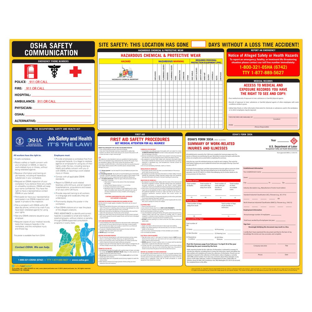 OSHA Safety Communication Poster, 2021 - Labor Law Center Laminated Poster (English)
