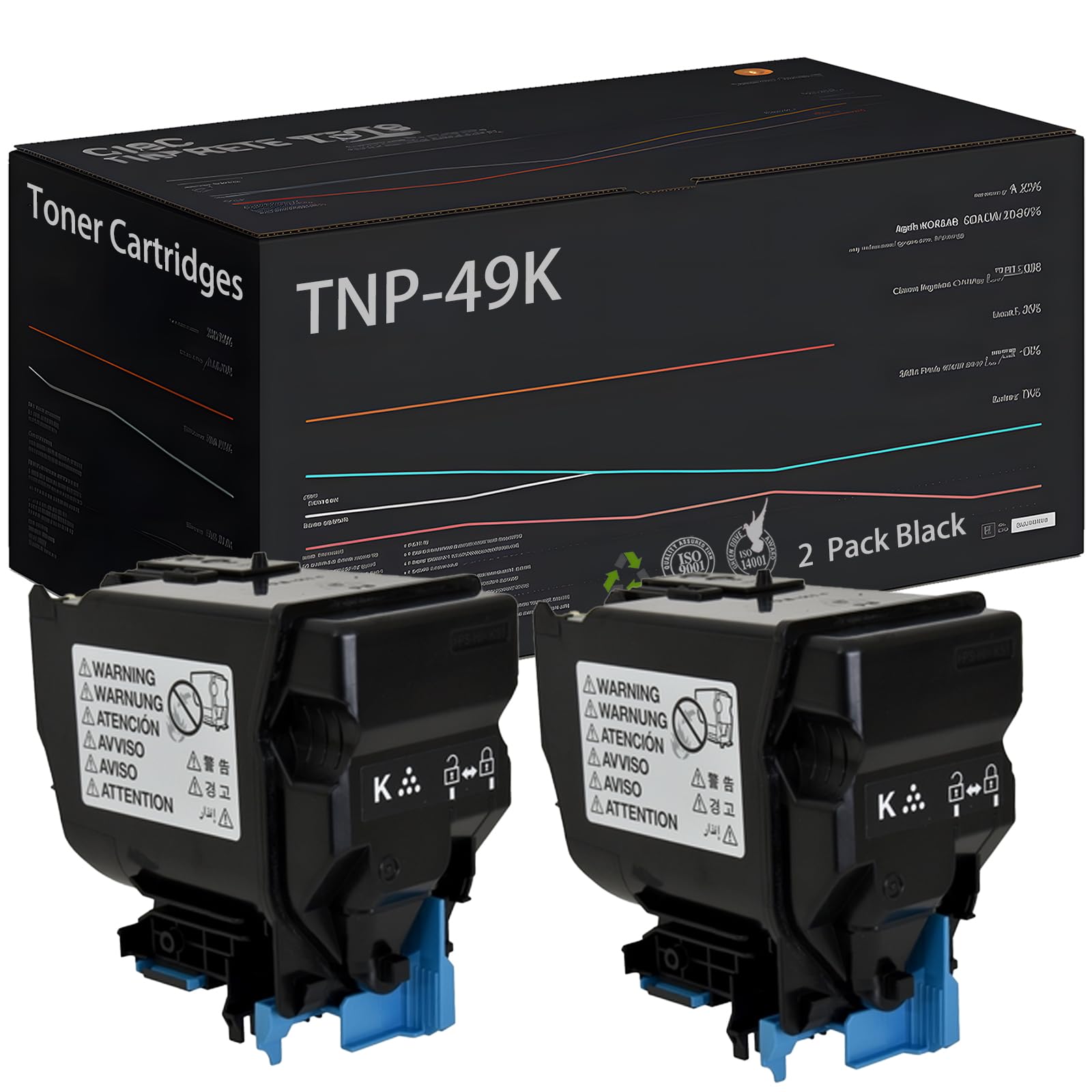 TNP-49 TNP-49K TNP-49C TNP-49M TNP-49Y Toner Cartridge Compatible for Konica Minolta A95W130 A95W230 A95W330 A95W430 for bizhub C3351 C3851FS Printers - High Yield 15000 Pages (2 Pack Black)