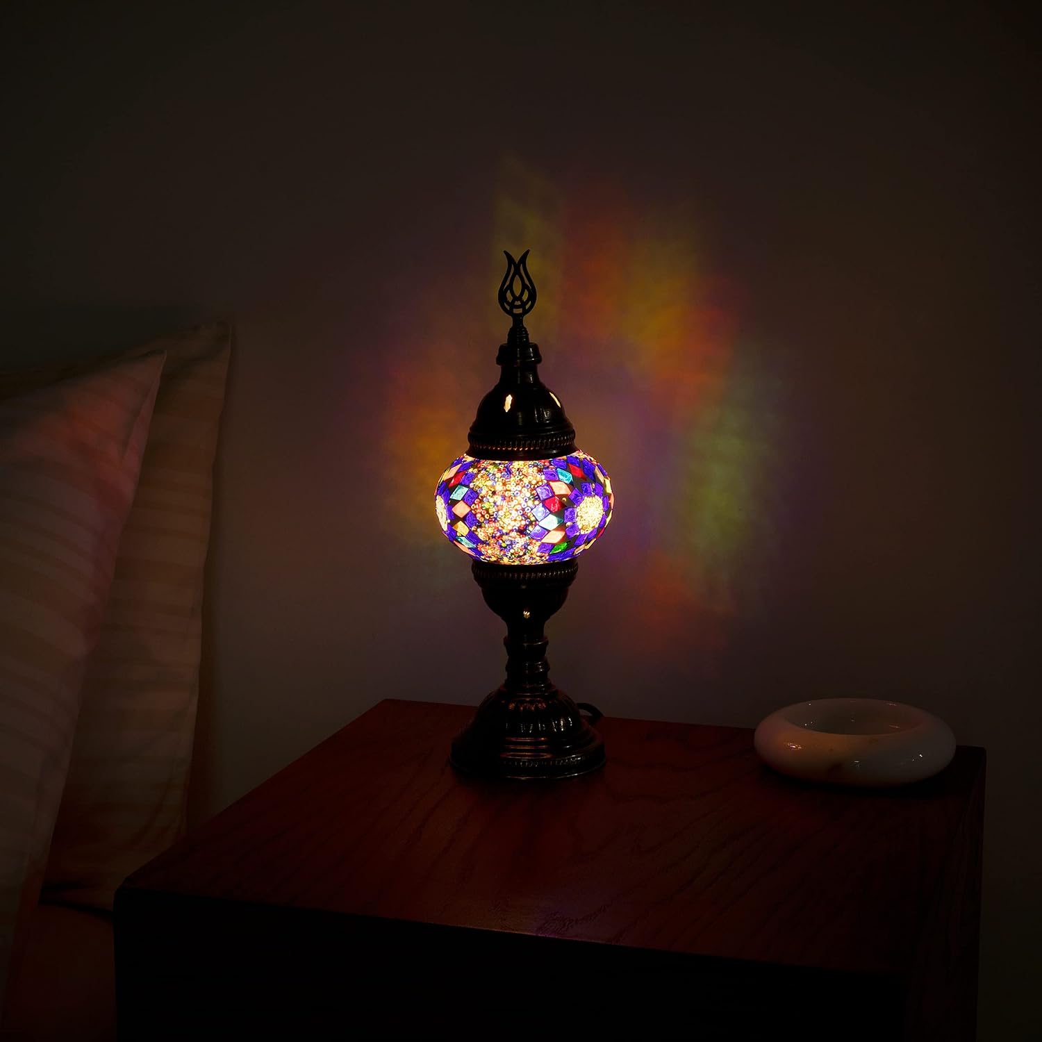 Moroccan Mosaic Table Lamp - Inspiring Handcrafted Lamp - Vibrant Light for Home Décor - Moroccan Accent Lighting - Mix, Small (E12 Candelabra Bulb not Included)