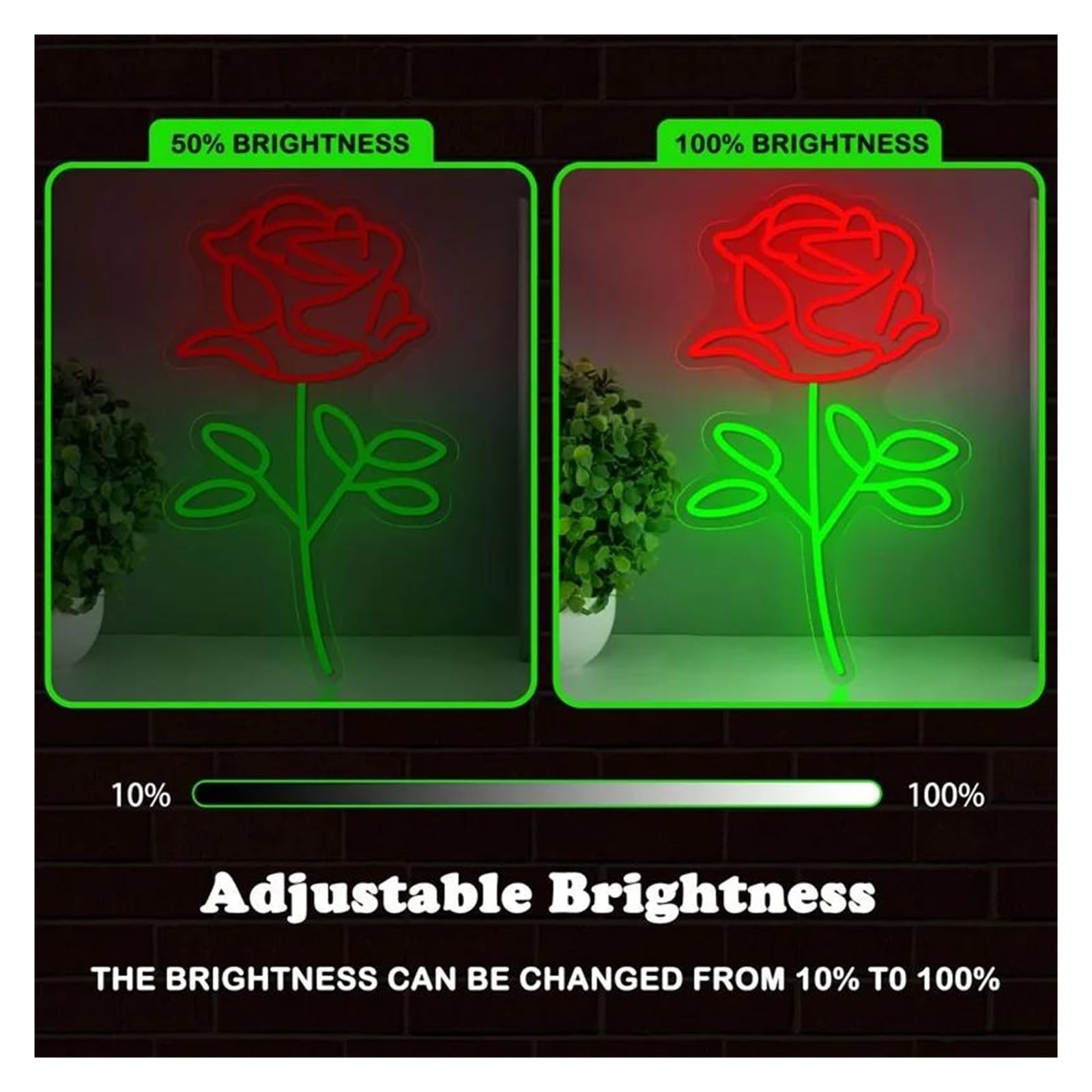 Luz de Diseño de Digital Lámpara De Noche LED De Neón Con Flores Rosas, Letrero Acrílico USB Para El Hogar, Dormitorio, Sala De Estar, Bar, Fiesta, Boda, Decoración De Pared