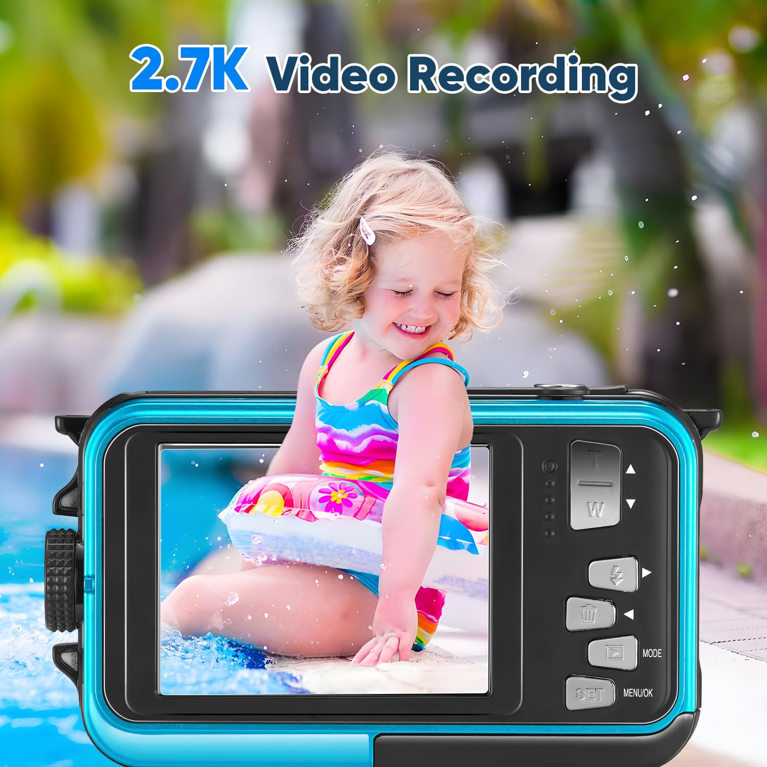 Fotocamere compatte Macchina fotografica digitale macchina fotografica digitale impermeabile Full HD 2.7K 48MP Zoom 16X Impermeabile Impermeabile Dual Kids Vibrationproof