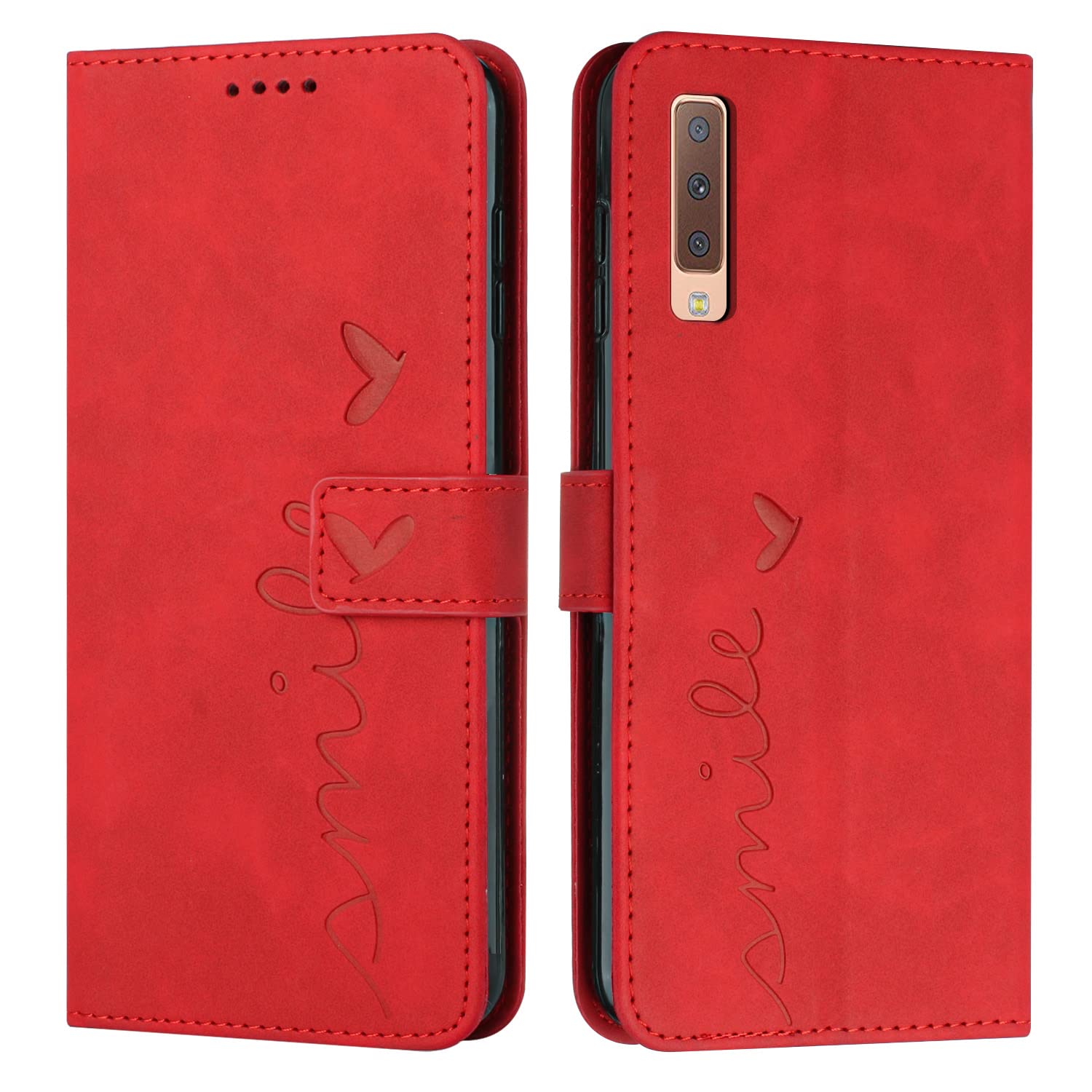 Ailisi Cover per Galaxy S7 Edge, Red Flip Cover Cartoon Cute