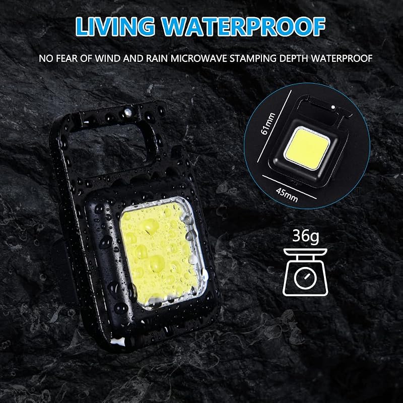 URAQT Mini LED Munkalámpa 2db - 800 Lumen COB Kulcstartós Zseblámpa 4 Üzemmóddal, USB Tölthető, Mágneses Talppal, Sörnyitóval Kempinghez, Au