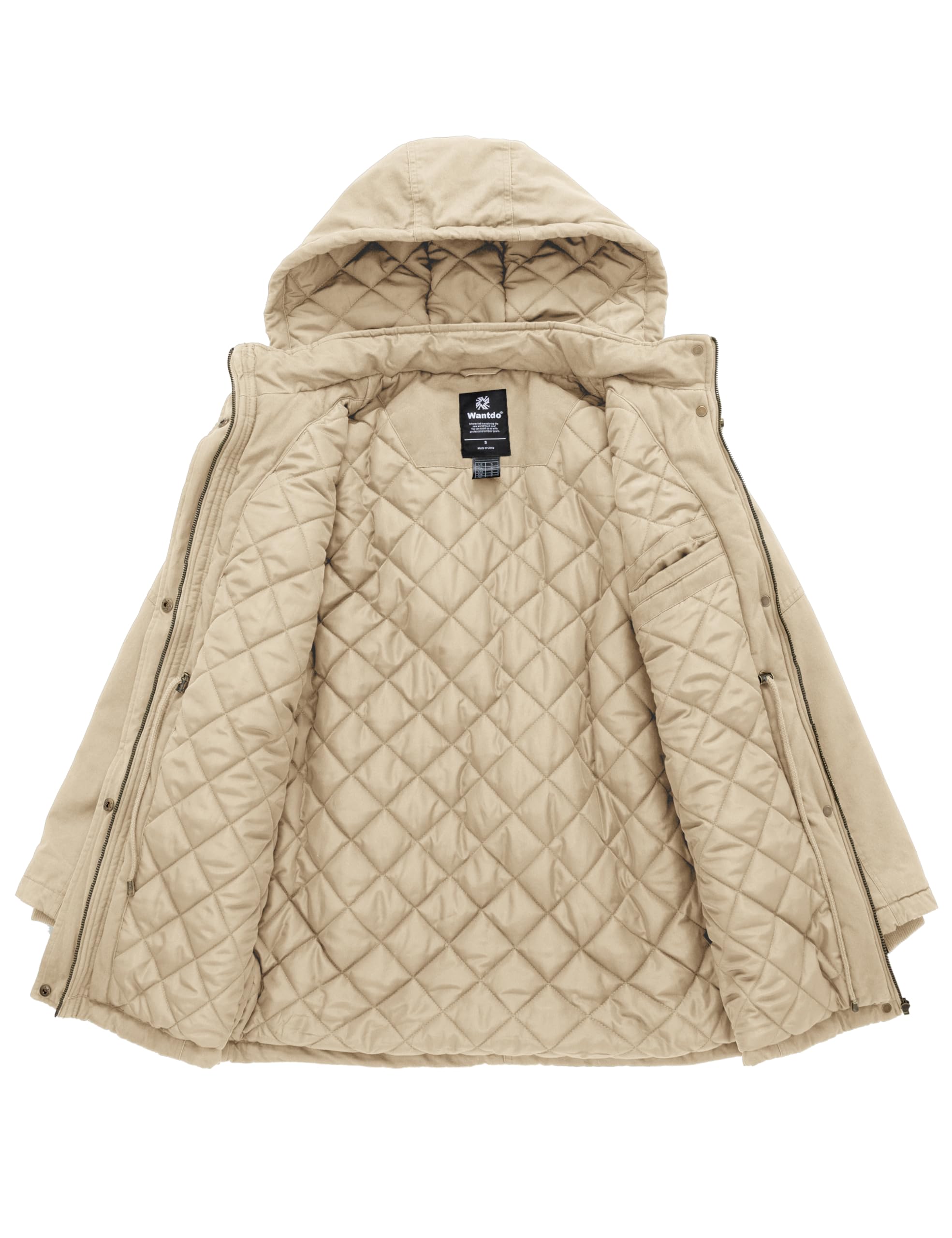 Wantdo Giacca con Cappuccio Rimovibile Cappotto Caldo Invernale da Esterno Parka con Fodera in Pile Giubbotto Antivento Donna