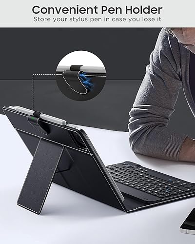 Miniatura 3 de MoKo Funda universal para tablet con teclado QWERTY para tabletas de 9 a 11 pulgadas, incluyendo iPad, Samsung, Fire, Pixel, otras tabletas, teclado