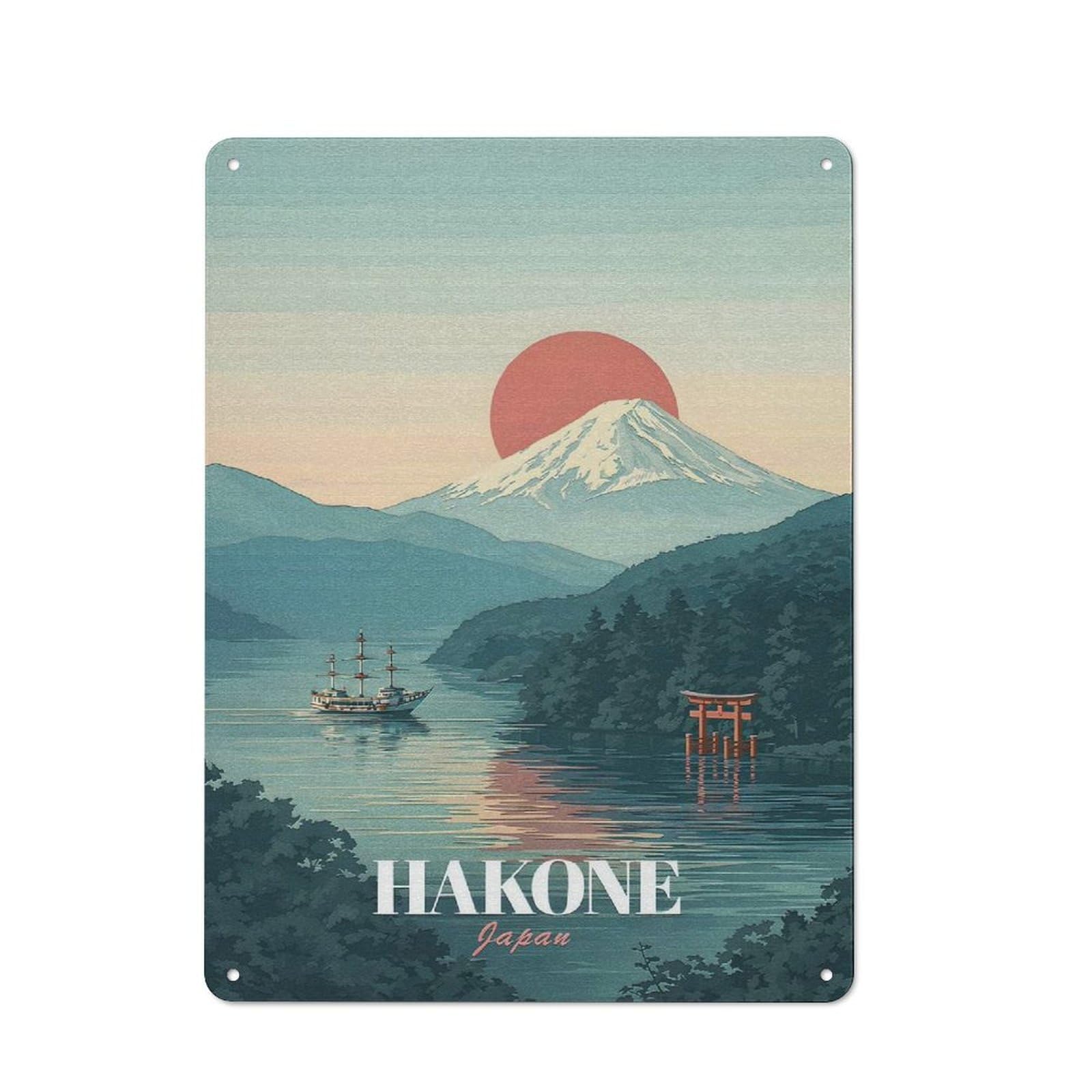 Junmoney Style-16 Shop Front Style Hakone Japan Vintage Poster Cafe Metal Sign 40X30cm, Bistro Wall Plaque For Tea Room, Shop Wall Or Breakfast Area