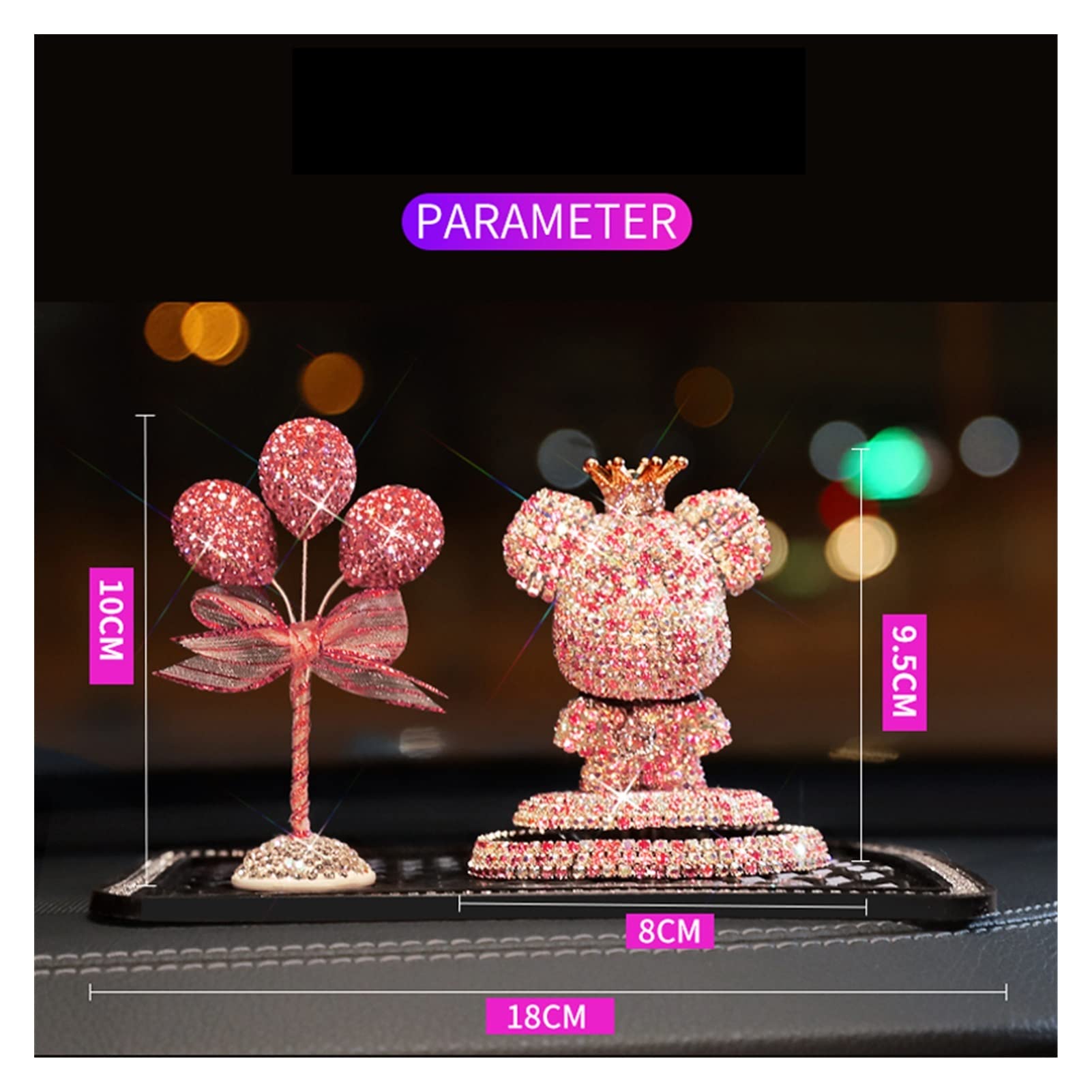 Niedliche Cartoon Bär Diamantauto Ornament Feste Lufterfrischer Auto Dashboard Innendekoration Crystal Car Parfüm Aufkleber (Color Name : Pearl Feather Sets)