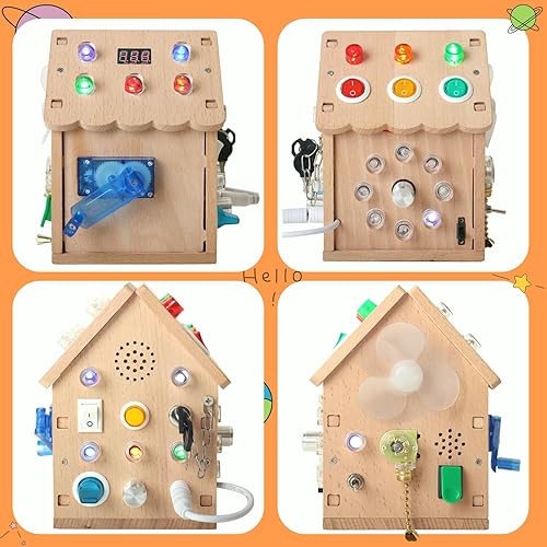 Miniatura 6 de Tablero Montessori de madera con sonido y luz, interruptor de luz, juguetes sensoriales Montessori para niños de más de 3 años, regalos para niños y