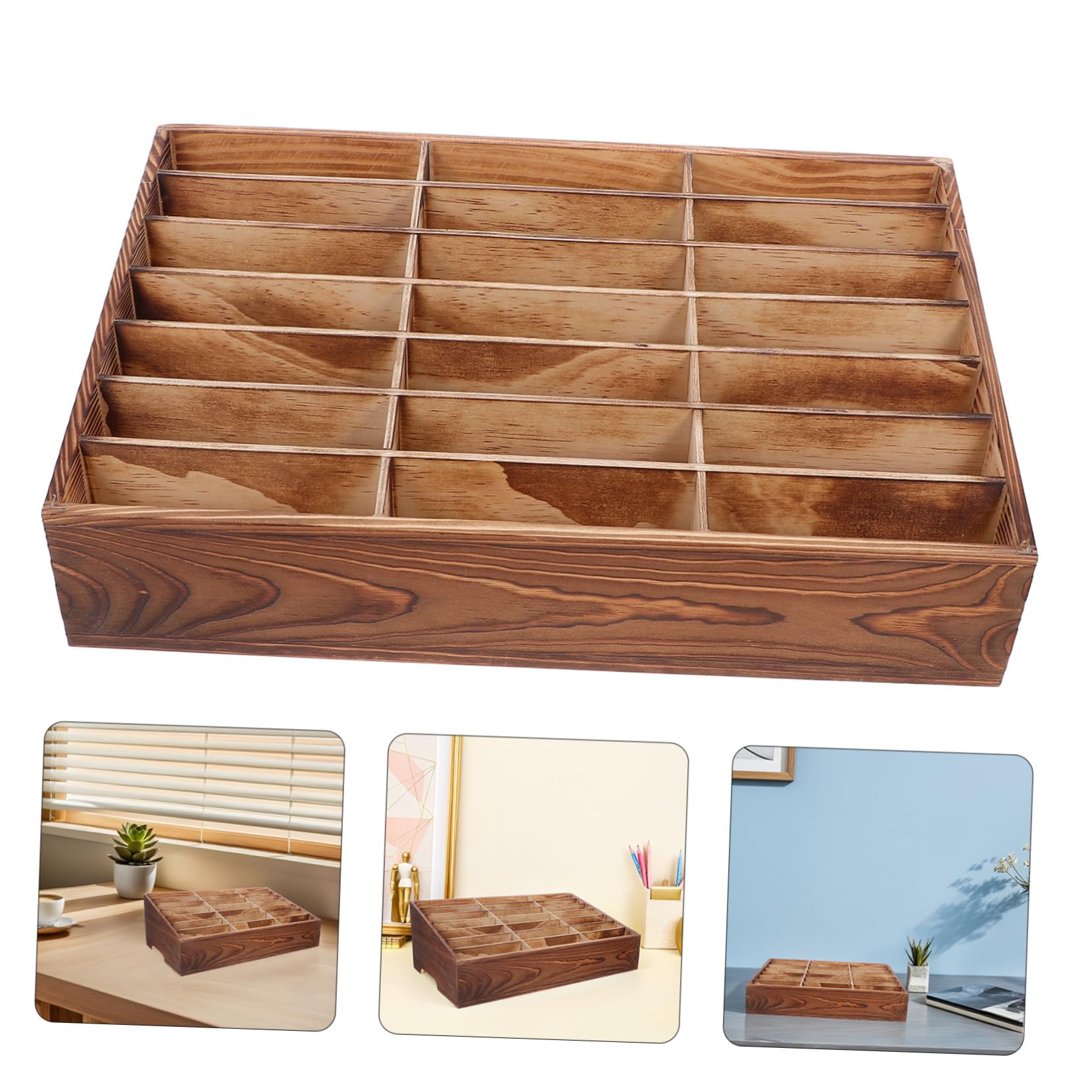 PartyKindom Organizzatore da Scrivania in Legno Naturale 21 Scomparti, Porta Cellulare Multifunzione per Aula e Ufficio Design Raffinato e Funzionale