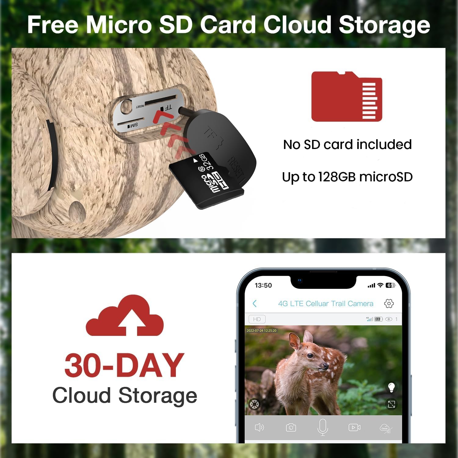 3G/4G LTE Cámara fototrampeo de Vigilancia Exterior con Batería Solar, 2K Visión Nocturna en Color, PIR Detección de Movimiento, IP66, Adecuado para Uso en Exteriores o en Lugares sin WiFi