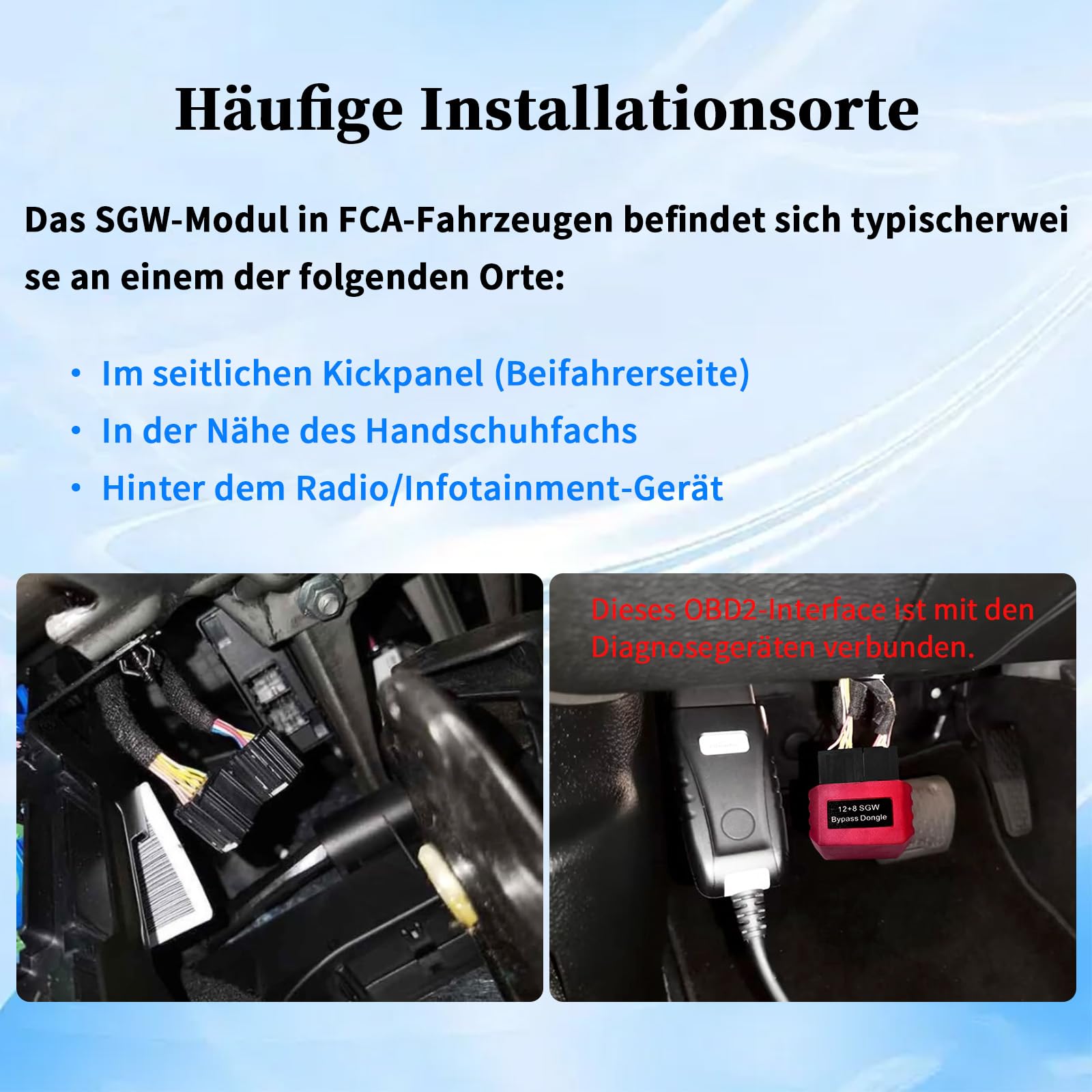 SGW Bypass Dongle 8+12 Pin, passend für FCA-Fahrzeuge ab 2018, Security Gateway Bypass-Modul, kompatibel mit RAM, Chrysler, Jeep, Dodge, FIAT, Alfa Romeo, Maserati, Lancia ab 2018 und Neuer