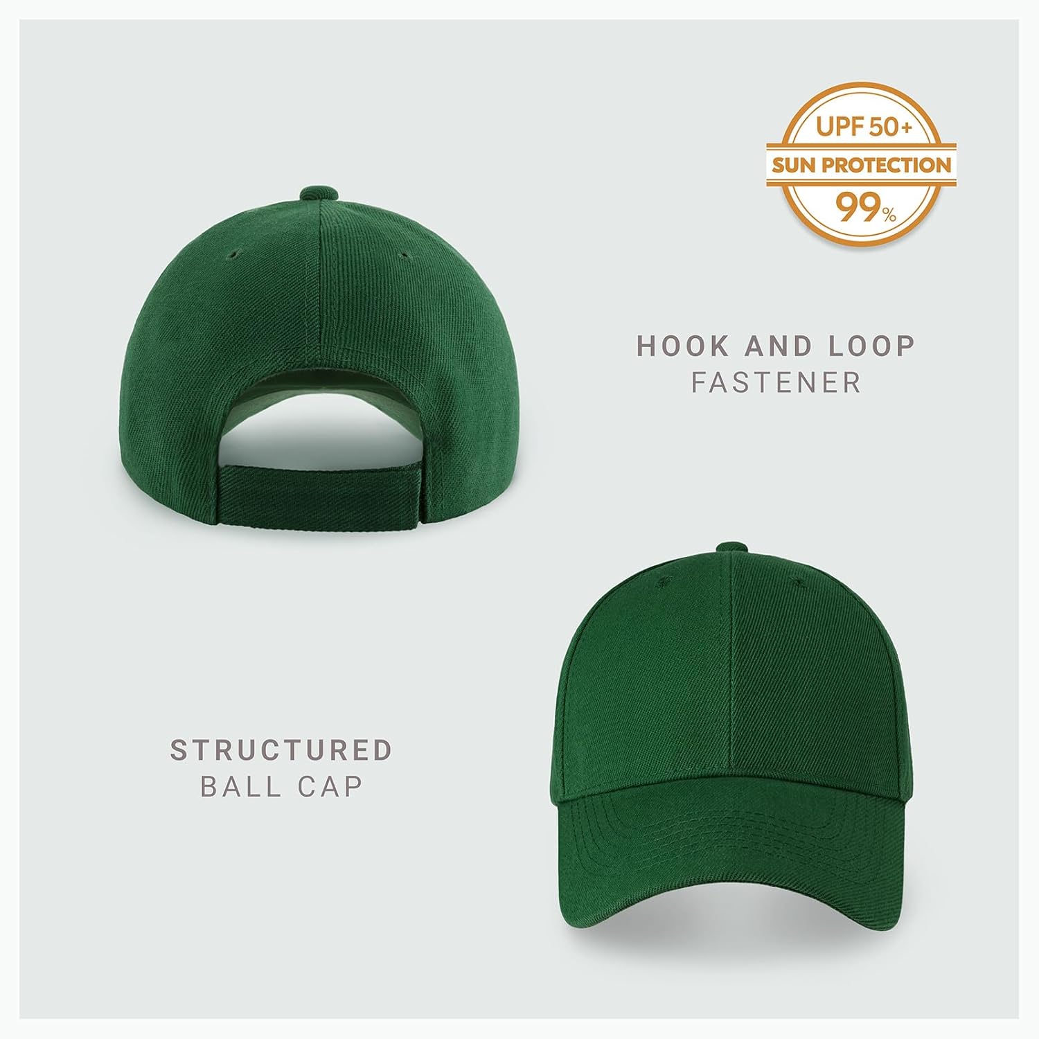 2-Pack Classic Structured Baseball Cap Adjustable Snapback Multipack Ball Caps for Custom Embroidery Running Workouts Outdoor - Image 2