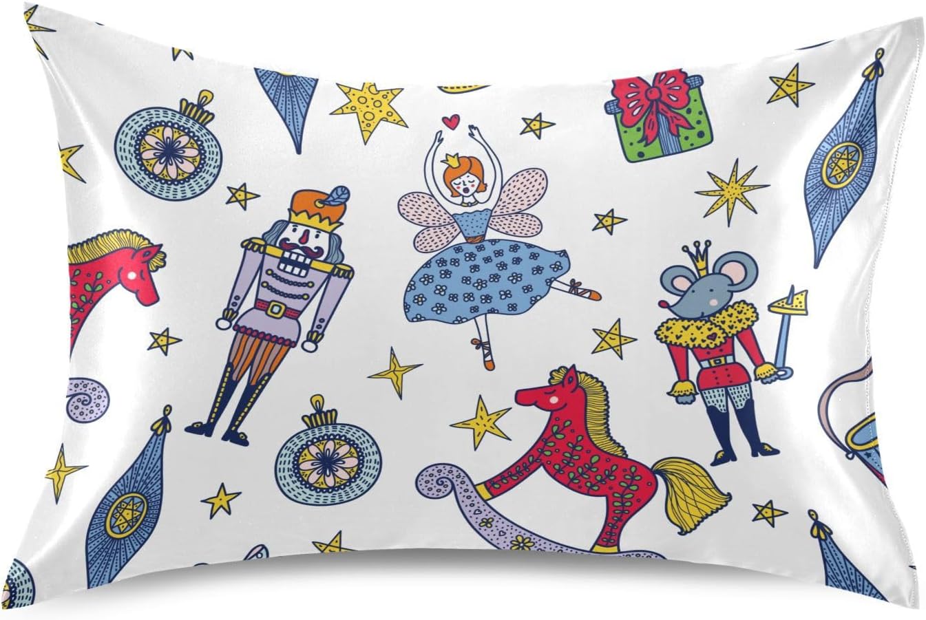Dalzium Satin Pillowcase for Hair and Skin, Nutcracker Cute