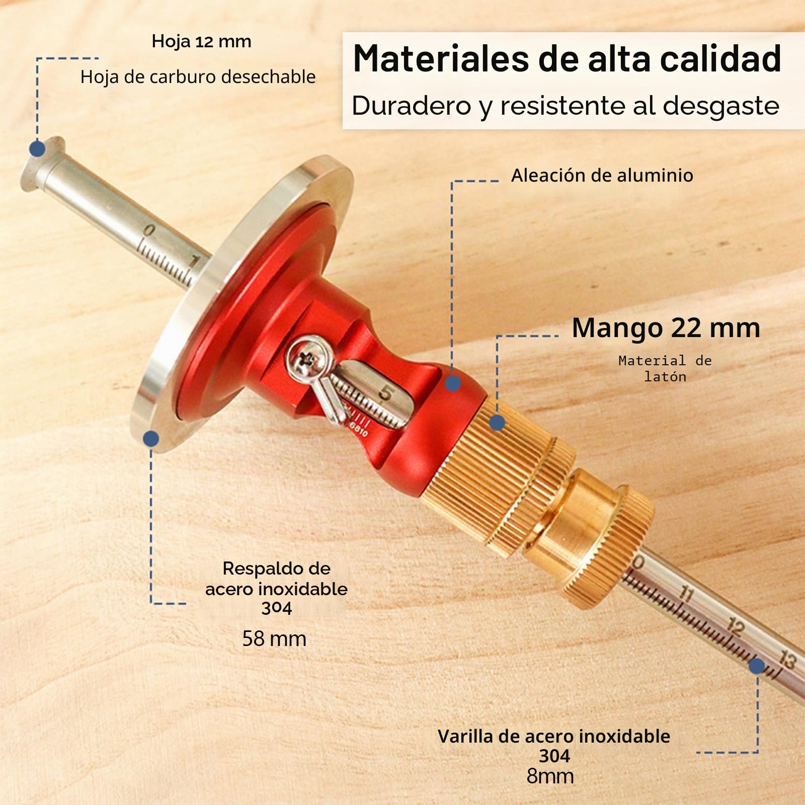 Calibre De Marcado, Herramienta De Marcado Con Función De Microajuste Calibre De Marcado Calibre De Marcado De Metal Cuchilla Para Madera Blanda Y Madera Dura Marcado De Ruedas