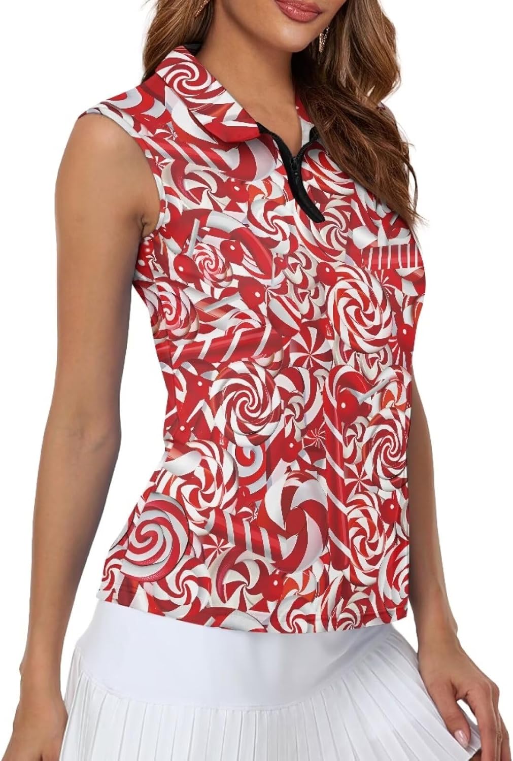 Women's Sleeveless Golf Shirts Moisture Wicking Quarter Zip Golf Tank Tops Casual Workout Pullover T-Shirts XS-XXL