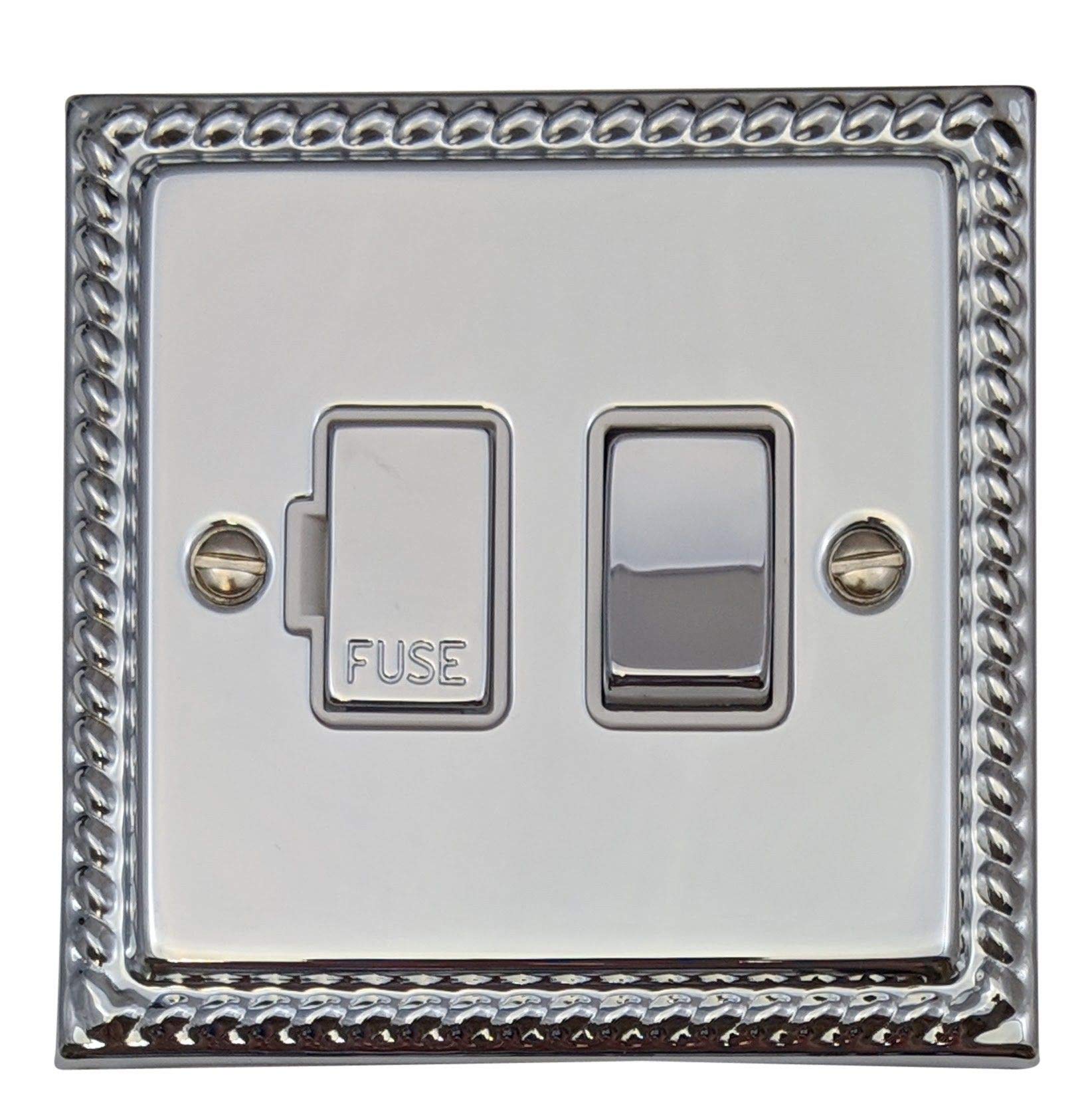 G&H Brassware White Georgian Polished Chrome Switched Fused Spur ( Insert/Chrome Switch) - Mc257