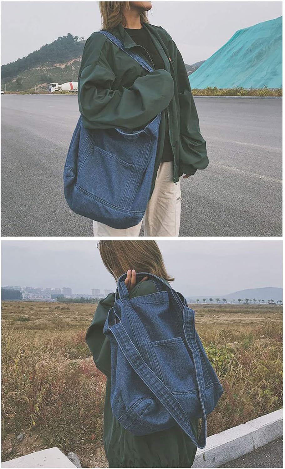 Cross-Body Bucket Bag Messenger Bag Shoulder Handbag Denim