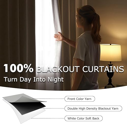 Miniatura 3 de MIULEE Cortinas Plisadas Opacas de 84 Pulgadas de Largo, Cortinas Plisadas de Lino para Dormitorio con Ganchos Aislamiento Térmico Reducción de
