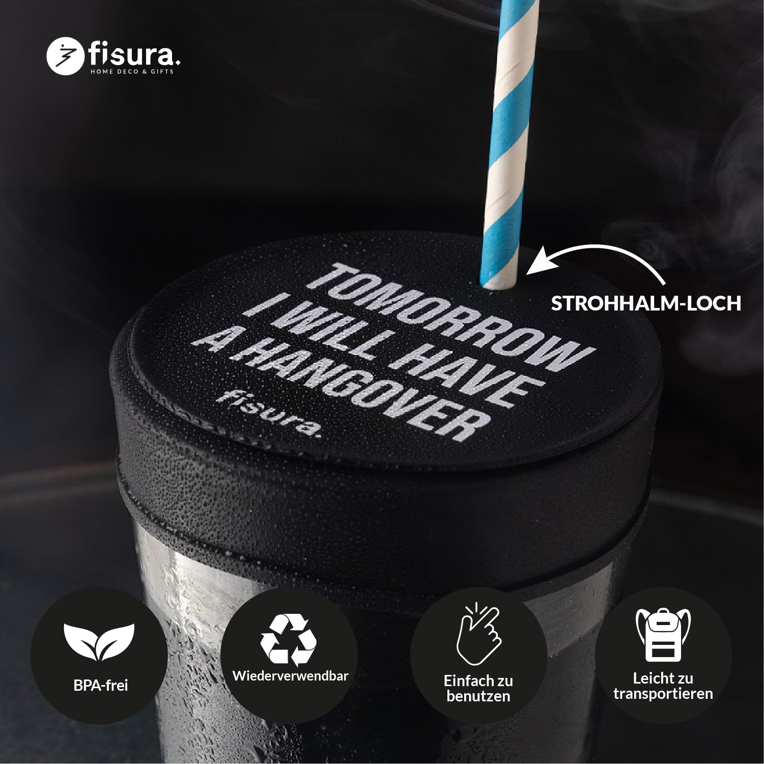 Fisura Getränkedeckel 'F*ck Off' - 3er Set, Wiederverwendbar & Auslaufsicher