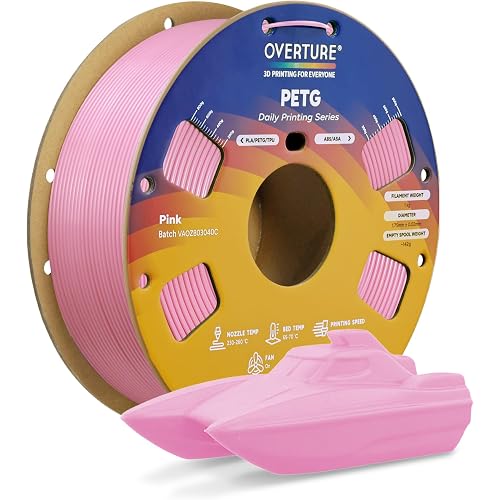 OVERTURE High Speed PETG Filament 1.75mm, 1kg Pink