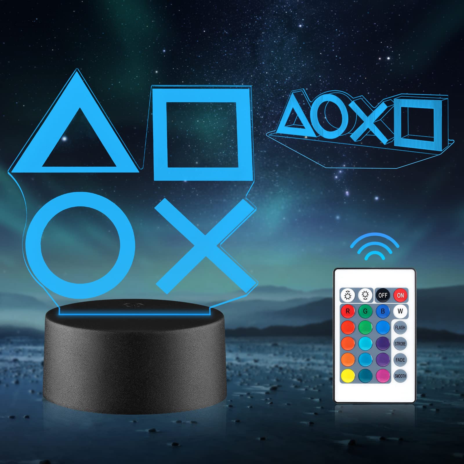 TENVAVA LED Night Light for Game Lovers 2 Pattern and 16 Color Change Decor Lamp with Smart Touch & Remote Control for Bedroom Home Decoration Gifts for Boys Girls (Th4)