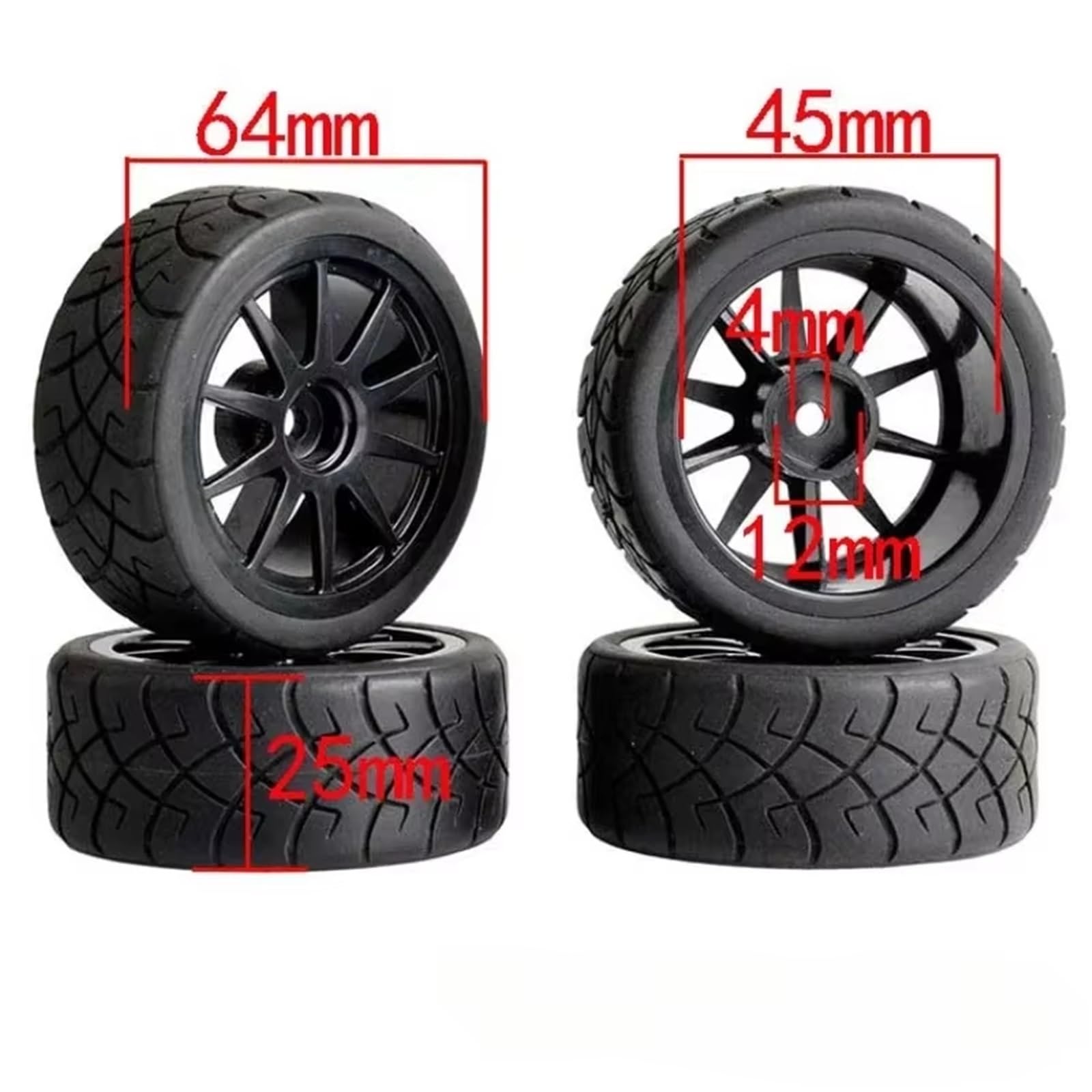 Koła i opony do samochodów driftowych RC, RC Car Wheel Tires For WLtoys 144001 1/18 1/16 1/10 12mm Hex Hub Multicolor(White)
