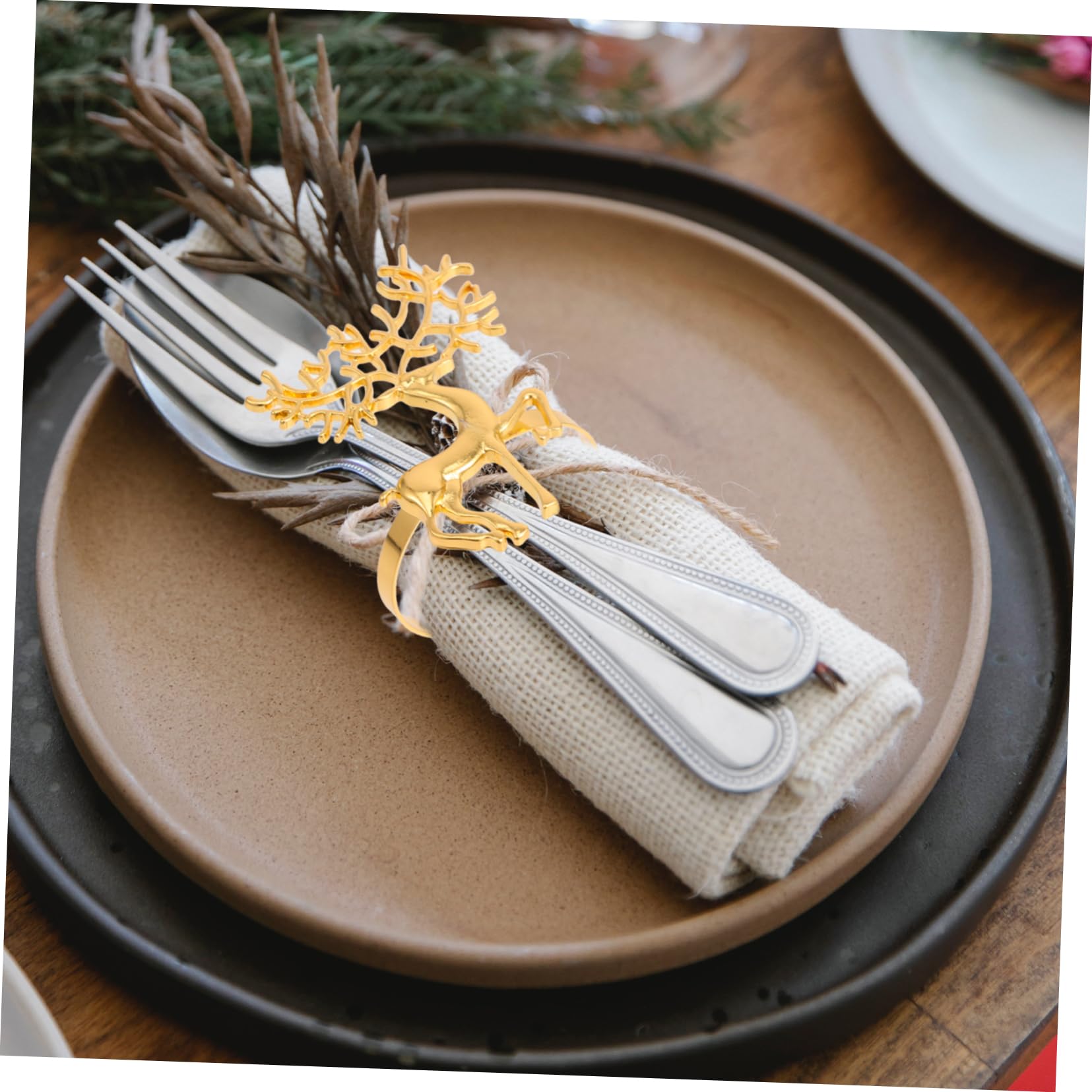 Alipis 24 Pz Portatovaglioli tavolo da pranzo anelli di tavolo delle renne Portatovaglioli natalizi anello decorazioni per tovaglioli di portatovaglioli unici lega Golden