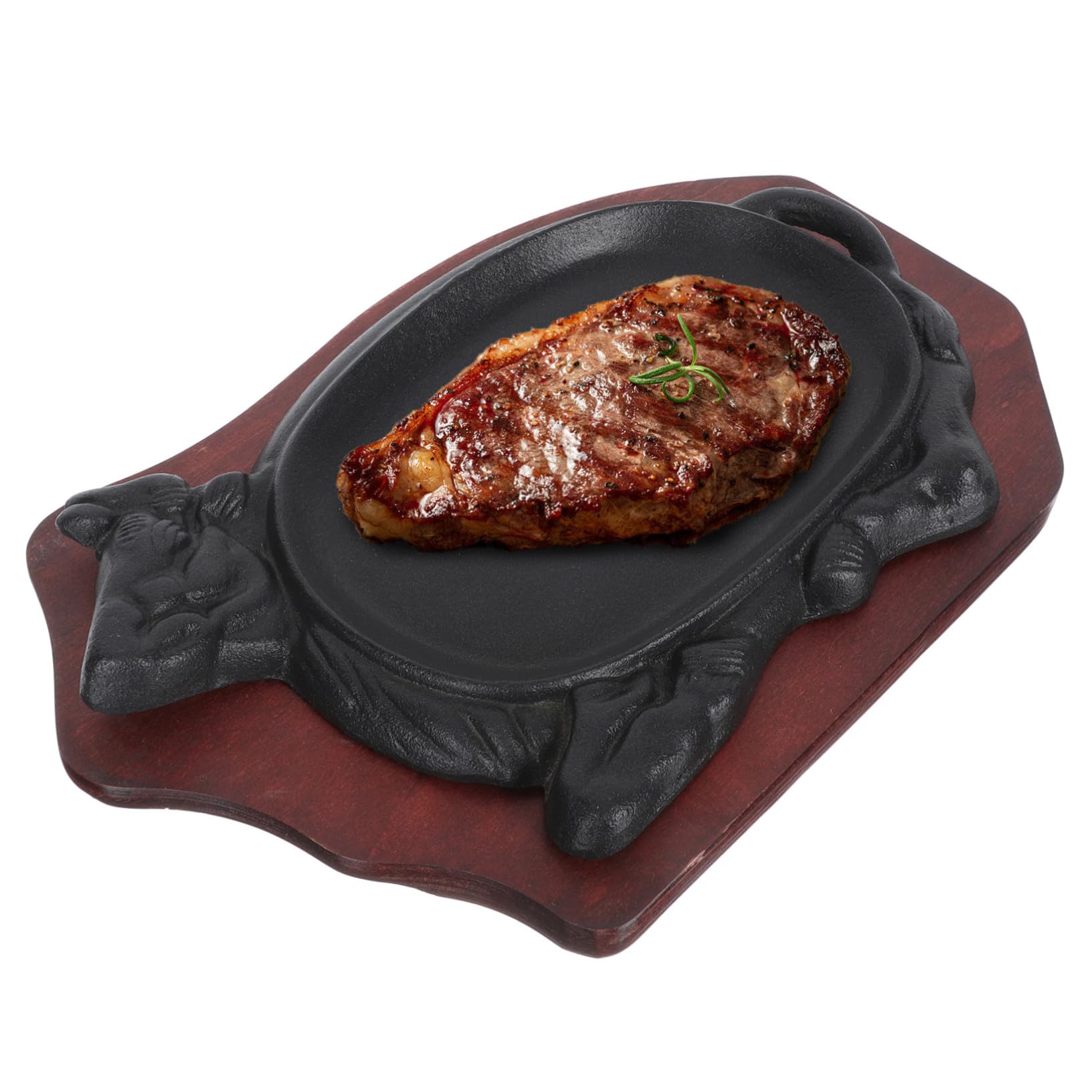 Ghisa Piastra in Legno per Vassoio Antiaderente in Bistecca
