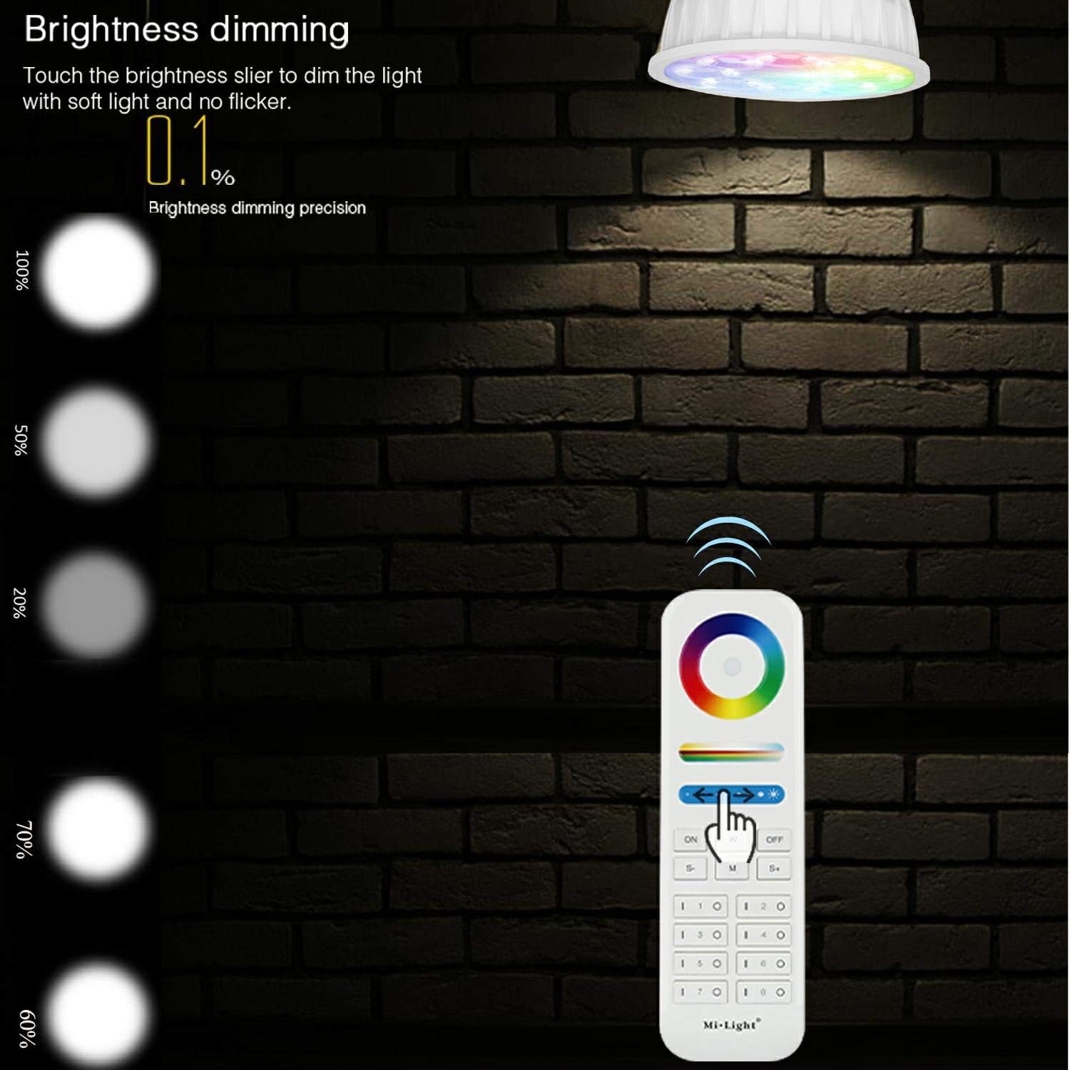 Ampoule LED RGBCCT Milight Miboxer 6W E27 - 550LM, 2.4G RF, Télécommande Non Incluse