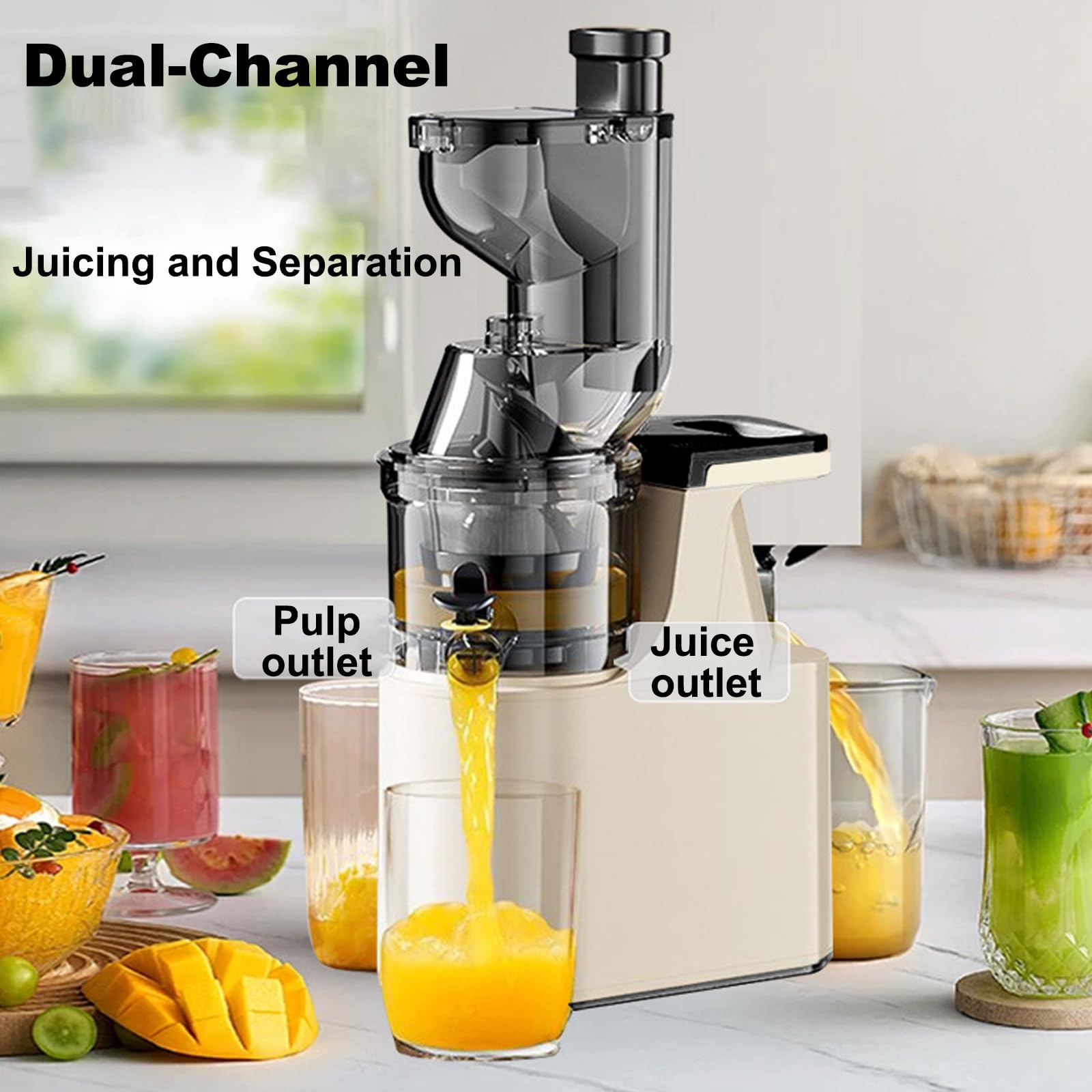 Centrifuga Frutta e Verdura, Tecnologia di Spremitura a Freddo Lento, EstrattoreFrutta e Verdura con 70mm Scivolo Largo, Adatto a Frutti Interi