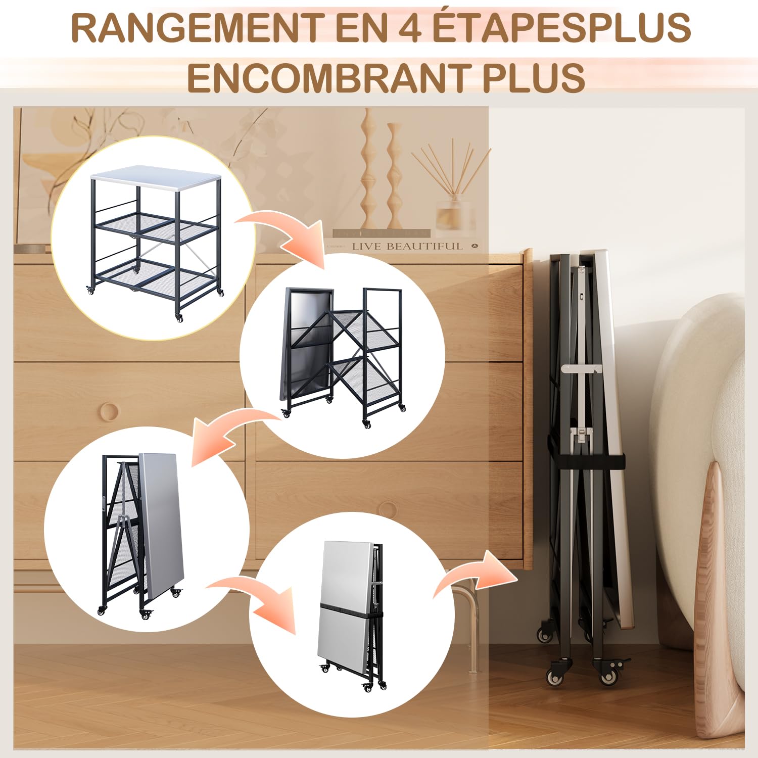 YODOLLA Desserte Plancha Exterieur,Desserte Jardin, Chariot de Barbecue 3 Niveaux,Table Pliable en Acier Inoxydable sur roulettes, Chariot de Repas Jardin et Support de BBQ Mobile, Argent