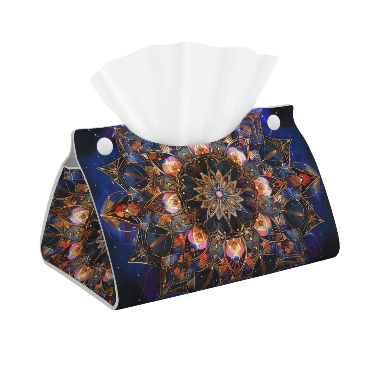 Rectangle Mandala art Print Tissue Box Cover Foldable Tissue Storage Box Leather Tissue Cube Box Holder for Living Room Bedroom Office Car Home Decor