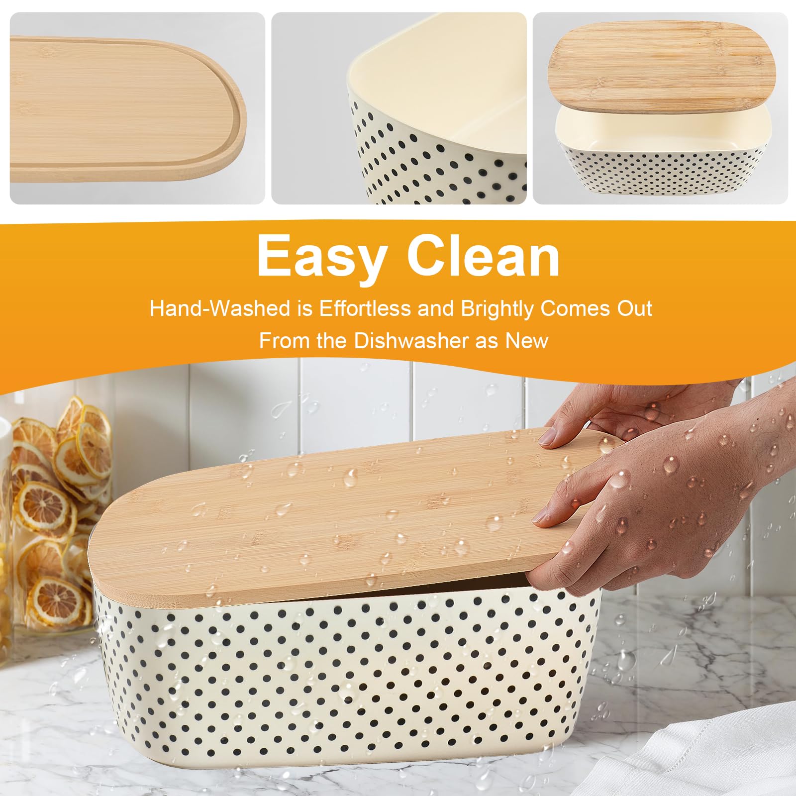 Bamboo Bread Box with Cutting Board - Fresh Bread Storage -3