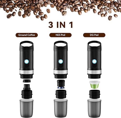 Miniatura 3 de Cafetera portátil, cafetera de viaje con autocalentamiento de 3 a 4 minutos, 20 bares, 9600 mAh de durabilidad, mini cafetera espresso compatible