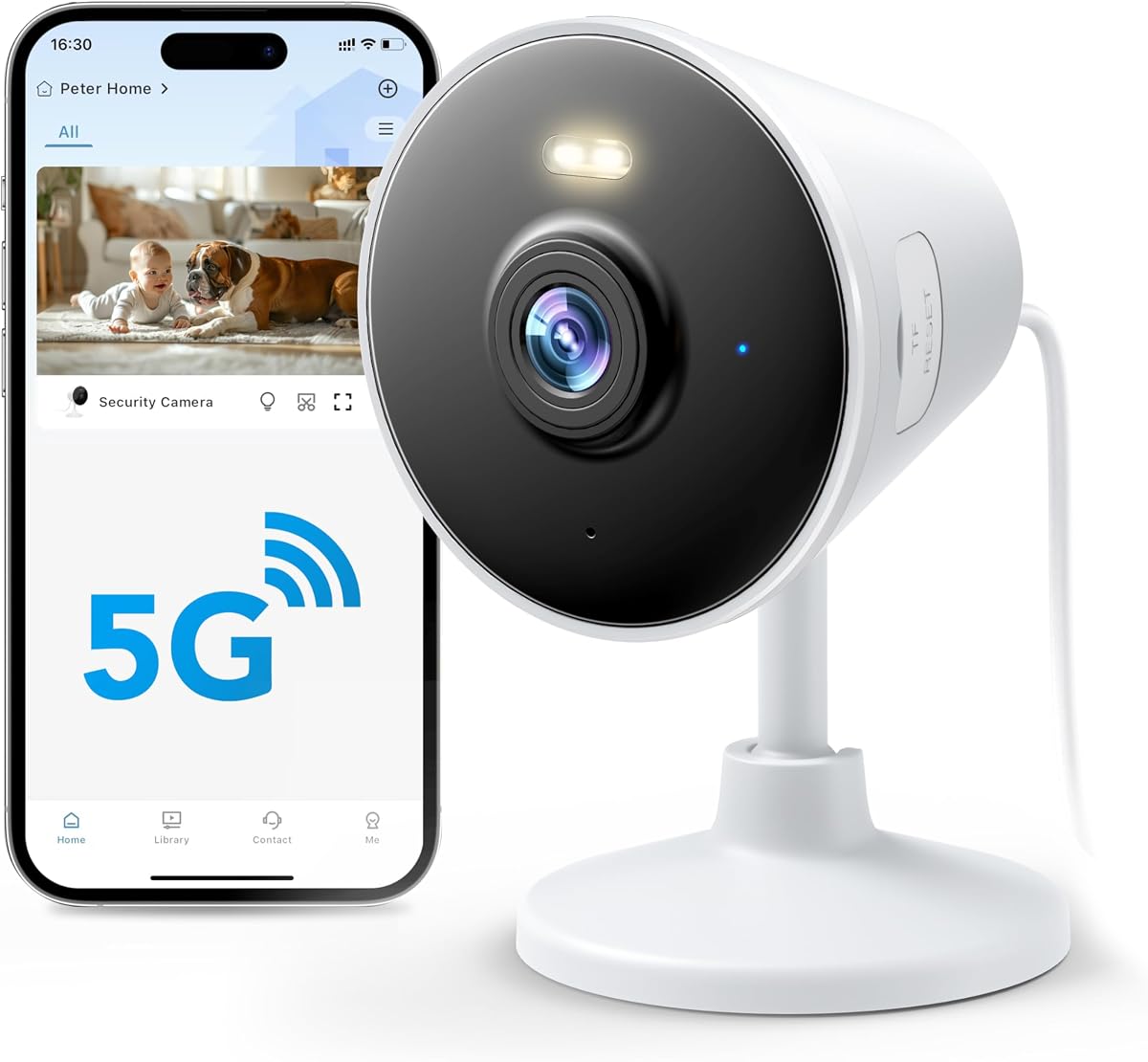 Rocktone 5G & 2.4G Indoor/Outdoor Security Camera for Home, Baby/Elder/Dog/Pet Camera with Phone App, WiFi Camera w/Spotlight Color Night Vision 2-Way Audio