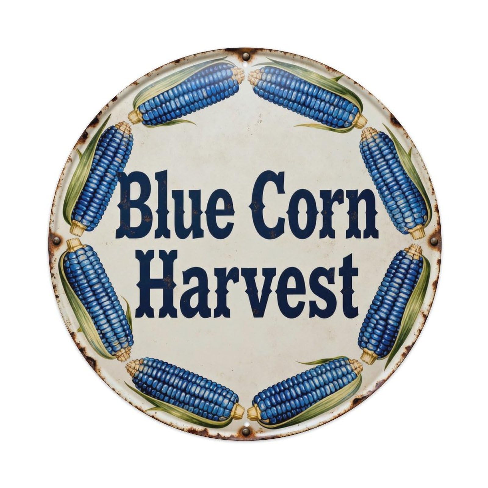 Blue Corn Harvest Metal Tin Sign Plaque