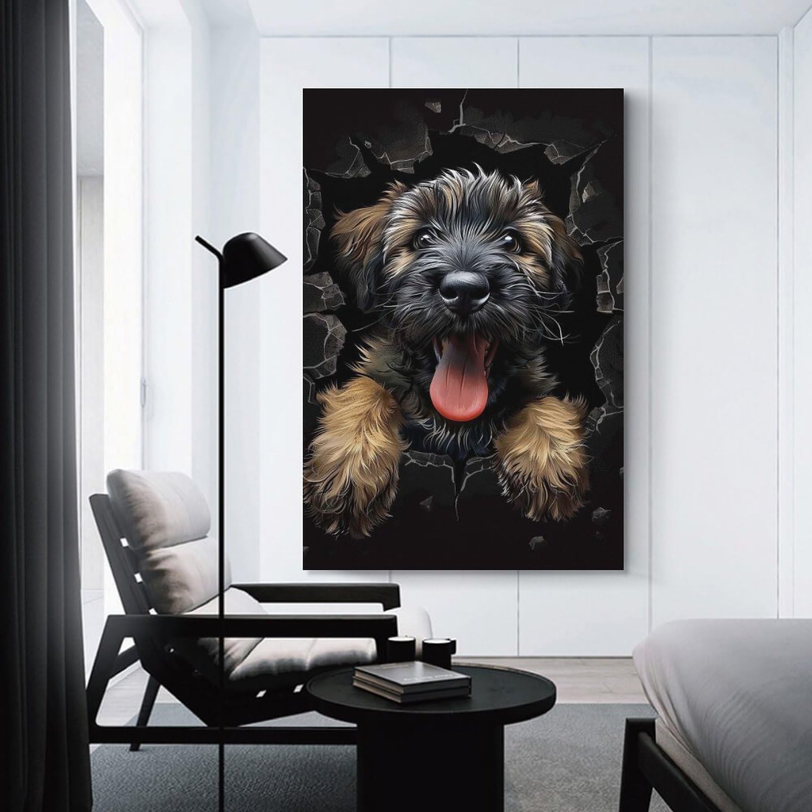 Junmoney Briard Decorative Canvas Print, 24x36inch(60x90cm), for Hallway, Bedroom Or Modern Interiors, Gift Idea for Housewarming And Birthdays