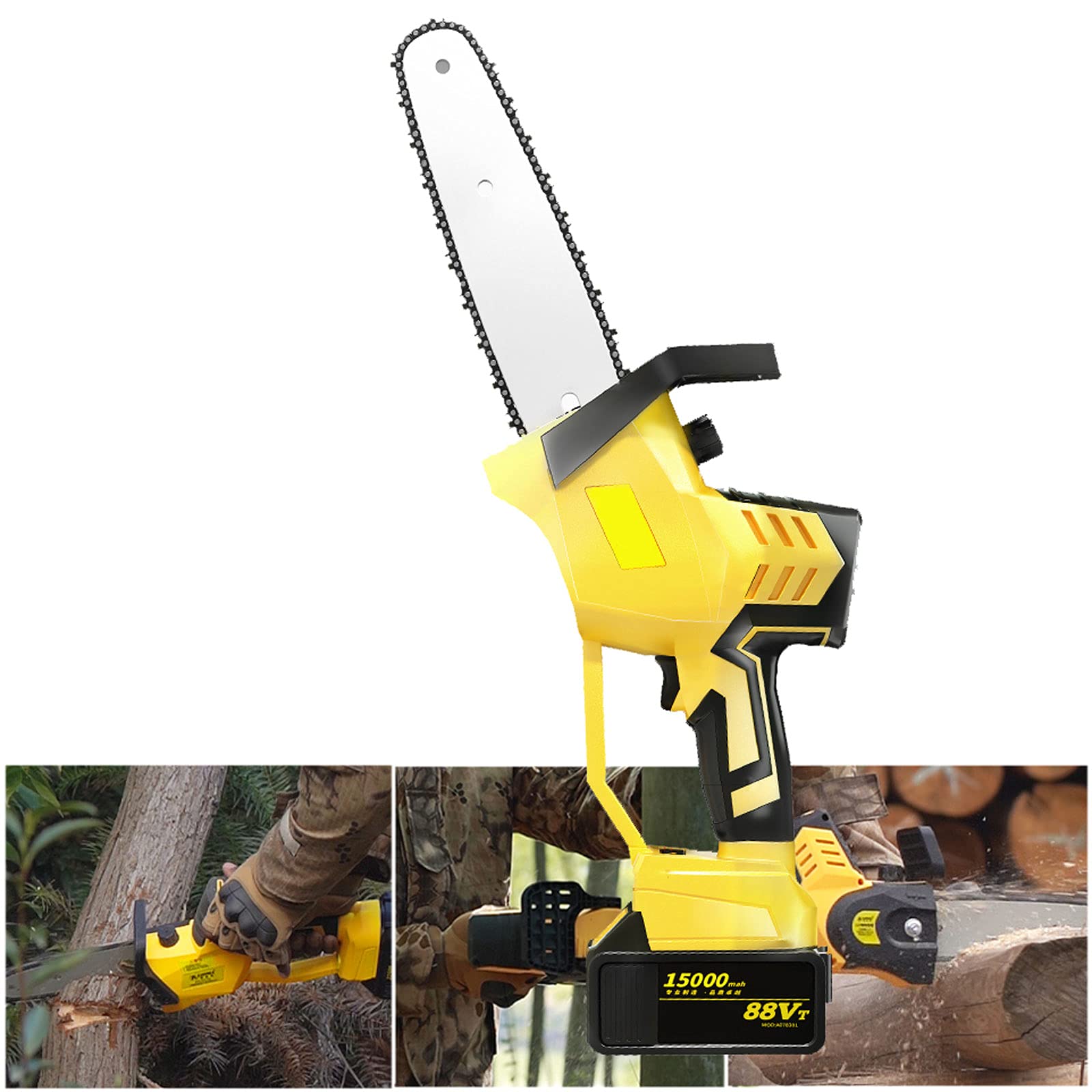 APOE Mini Motosierra Inalámbrica Portátil con Cargador y Baterías, Tijeras de Podar Sierra de Cadena Eléctrica de 10 Pulgadas y 21V, Motosierras de Poda para Tala de árboles y Poda