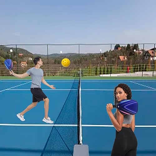 Miniatura 3 de Juego de 2 paletas, 4 bolas de pickleball 2024, toallas de enfriamiento, banda para el sudor y mochila de pickleball, kit de jugador principiante y