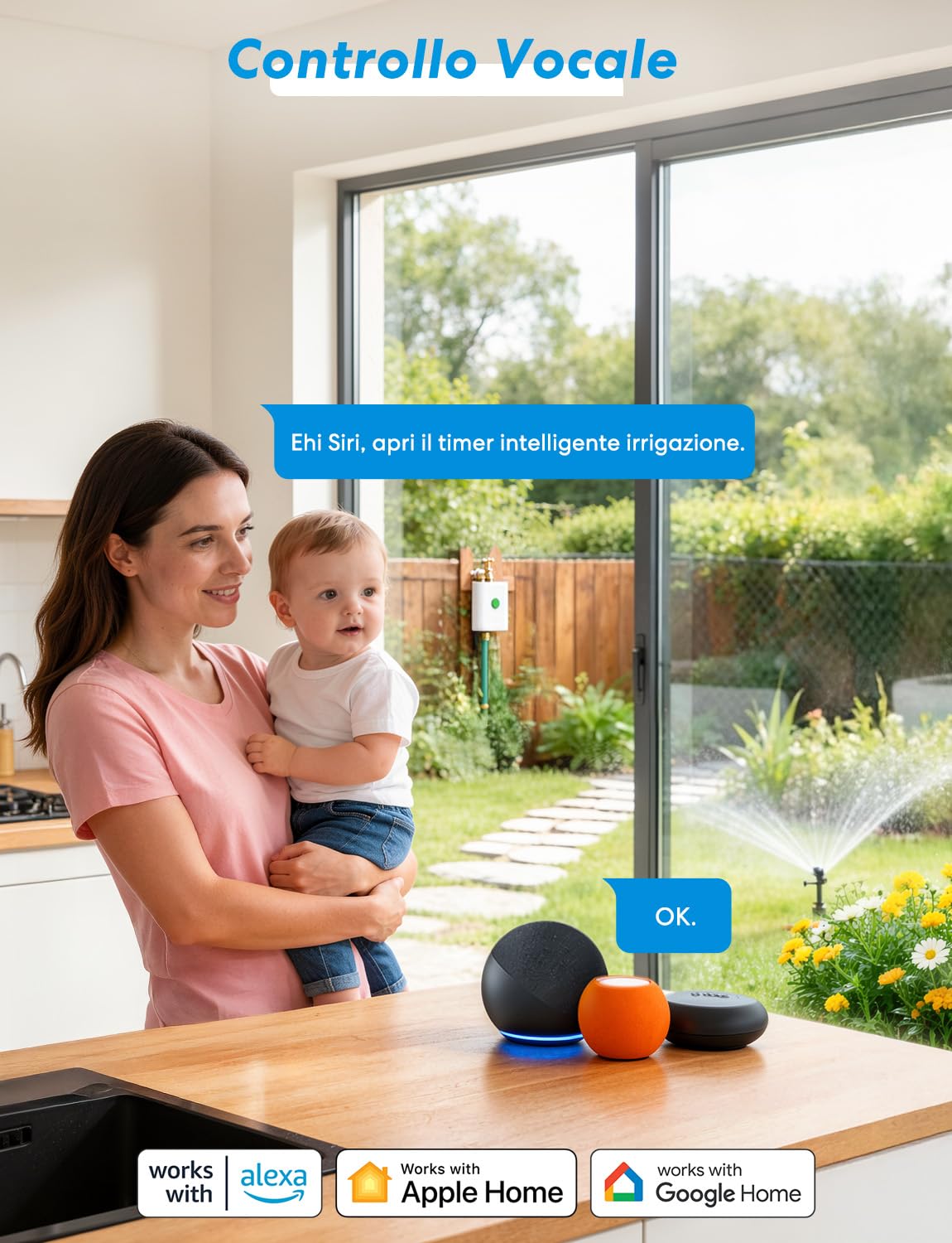 Meross Centralina Irrigazione WiFi MST100, Irrigazione Automatico & Controllo Remoto, Rinvio Pioggia & Monitoraggio Consumo Acqua, Compatibile con Apple HomeKit, Alexa e Google Home, Bianco, 2.4GHz