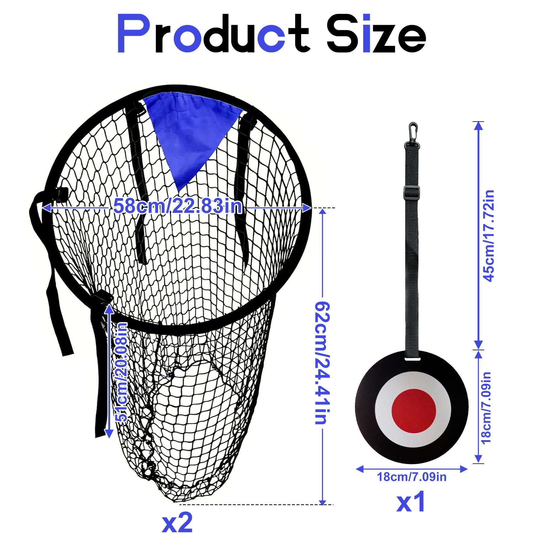 TZEKING 2Pcs Red de Objetivo de Fútbol, 2 Redes + 1 Objetivo Colgante, Contenedores Superiores para Entrenamiento de Tiro, Plegable con Correas Ajustables para Niños y Adultos