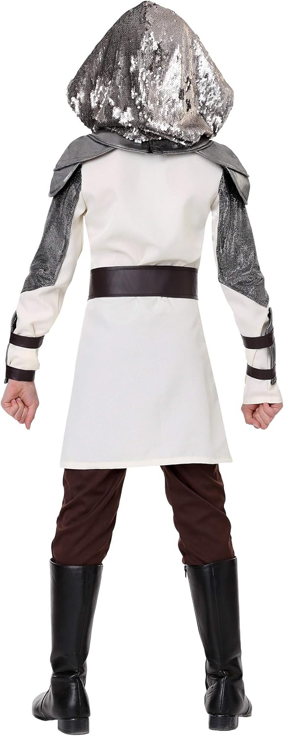 Medieval Knight Girl's Costume - Tunic, Armor, Hood, and Gauntlets with Belt - Image 3