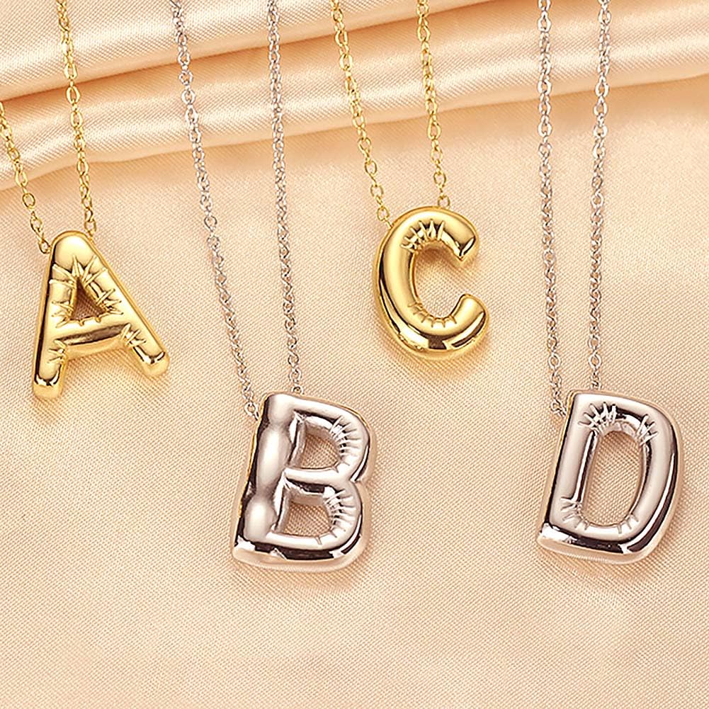 PANSHI Graduation Gift for Her Gold Initial Necklaces Gifts for Girls Women, Teen Girl Gifts Trendy Stuff Layered Bubble Letter Necklace Gold Jewelry Birthday Gift