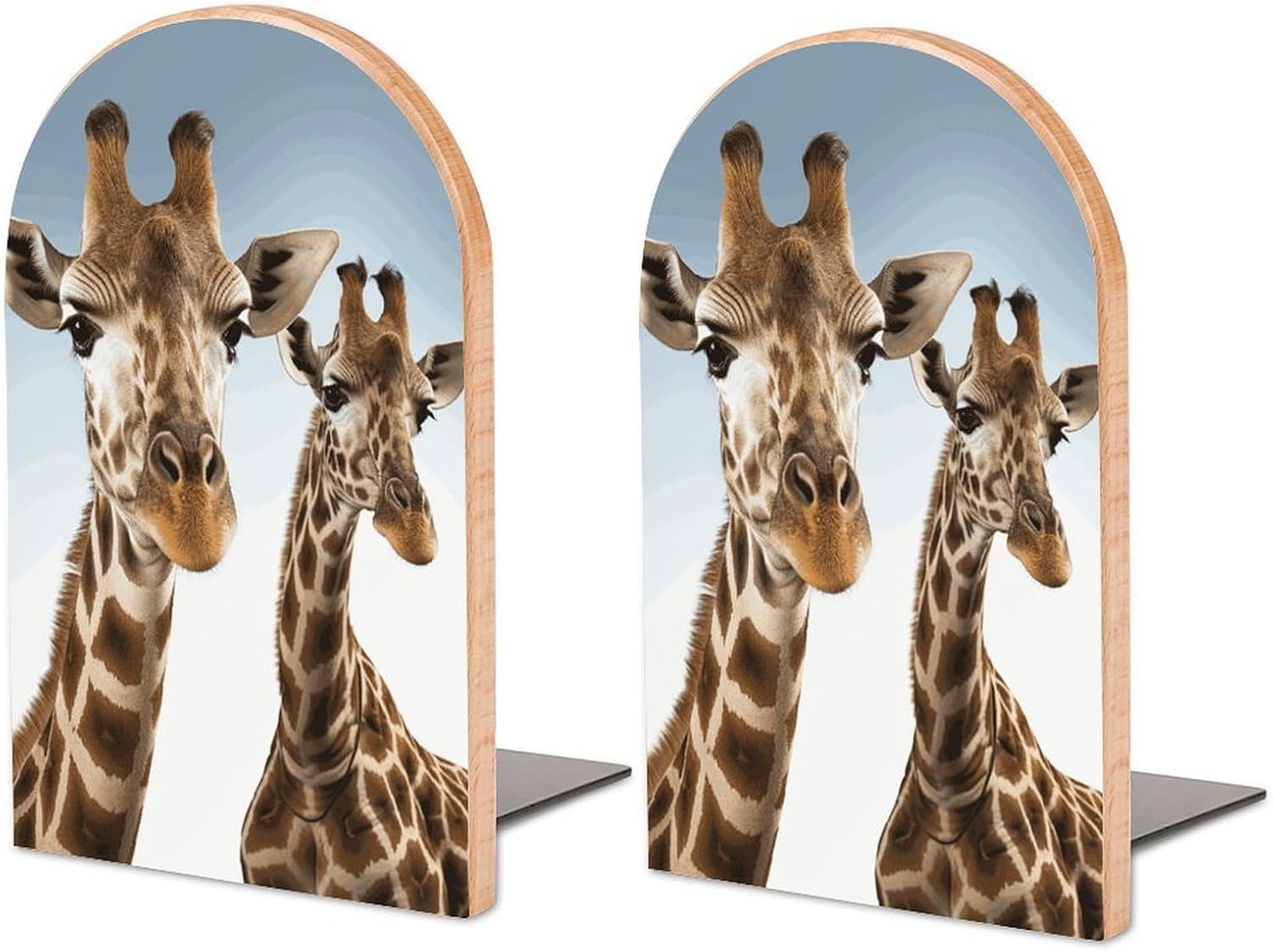 Necks of Giraffe Heavy Duty Wooden Bookend Non-Slip Book Ends