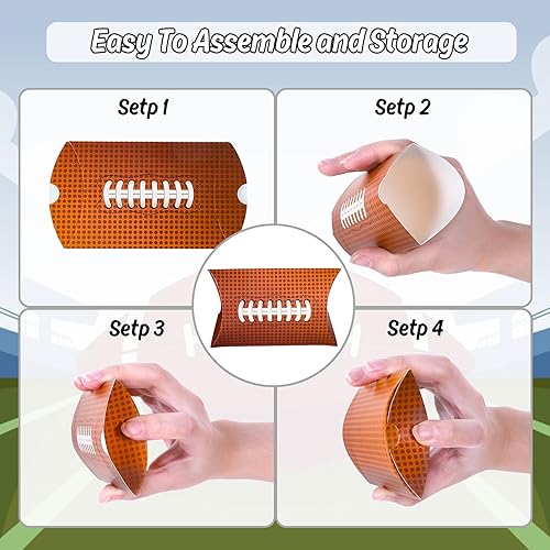 Miniatura 3 de AnyDesign Paquete de 50 cajas de golosinas de fiesta de fútbol, cajas de almohada temáticas de juegos deportivos, cajas de golosinas surtidas, cajas