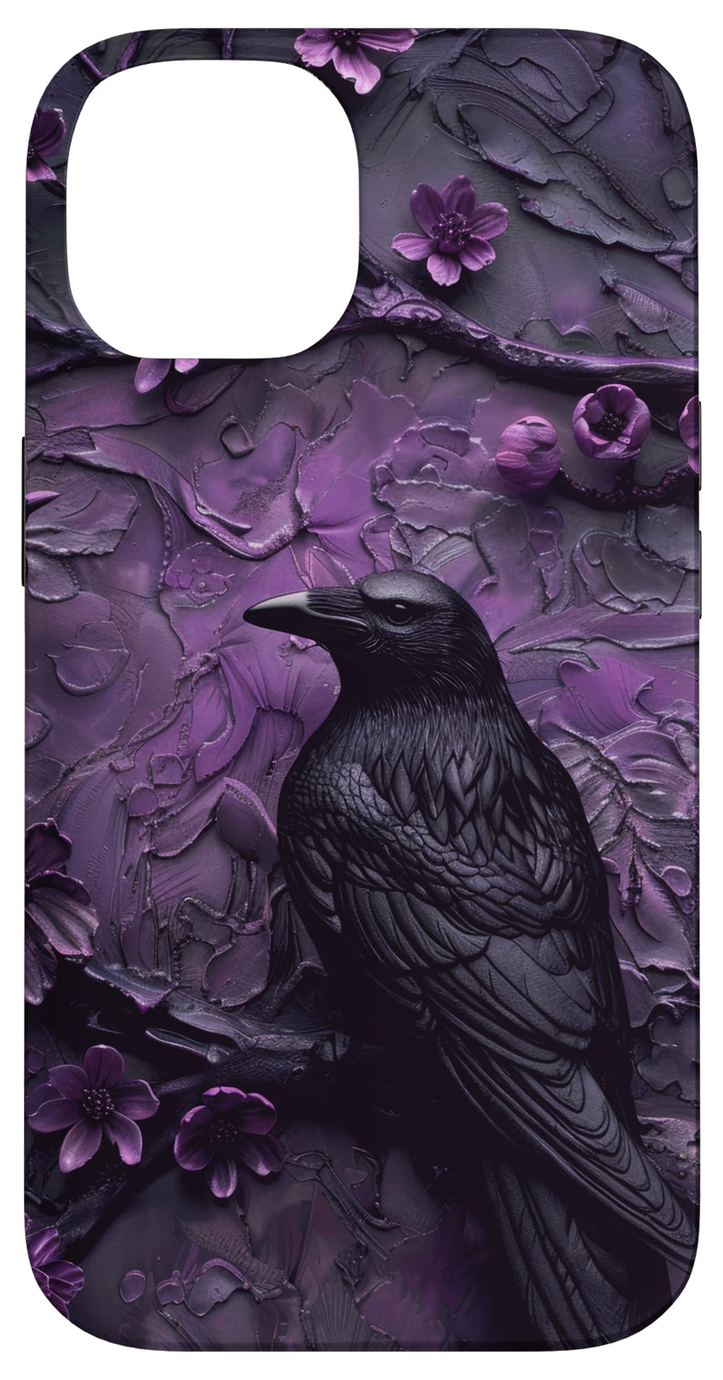 Gothic Goth Dark Spooky Raven Crow Witchy Tree Purple Flower Case for iPhone 14