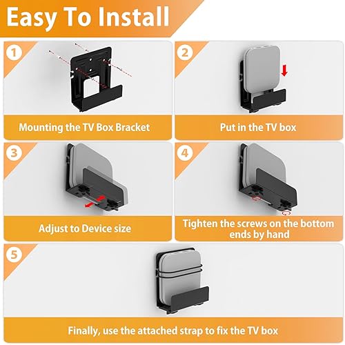 Miniatura 4 de Soporte para caja de cable, soporte para módem, soporte de pared ajustable para dispositivos pequeños y anchos, compatible con reproductores