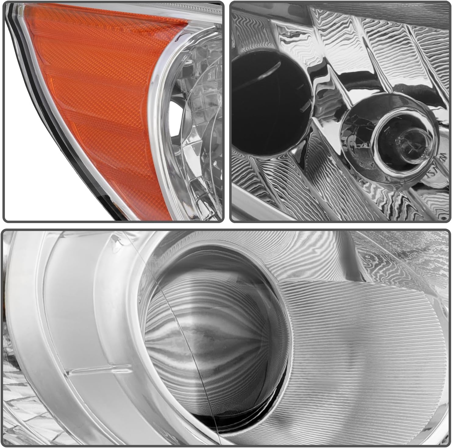 ASAPE Headlights Assembly Pair for Driver and Passenger Side Fits 2011-2014 for Hyundai Sonata 92101-3Q000,Chrome Housing Amber Reflector Clear Lens